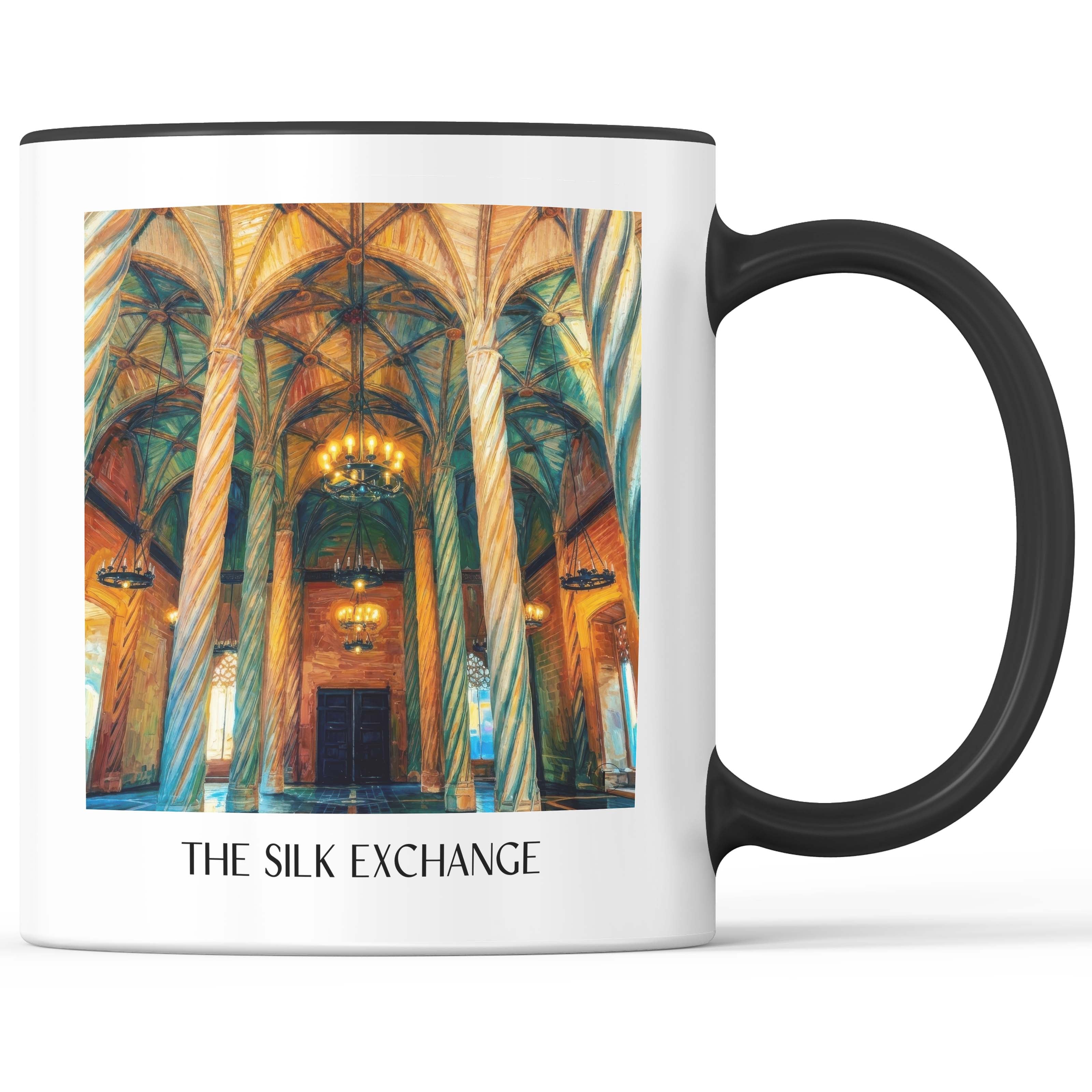 Lonja de la Seda Kaffeebecher - Valencia - Spanien Becher - Kaffeetasse im Ölgemälde Stil - favplace