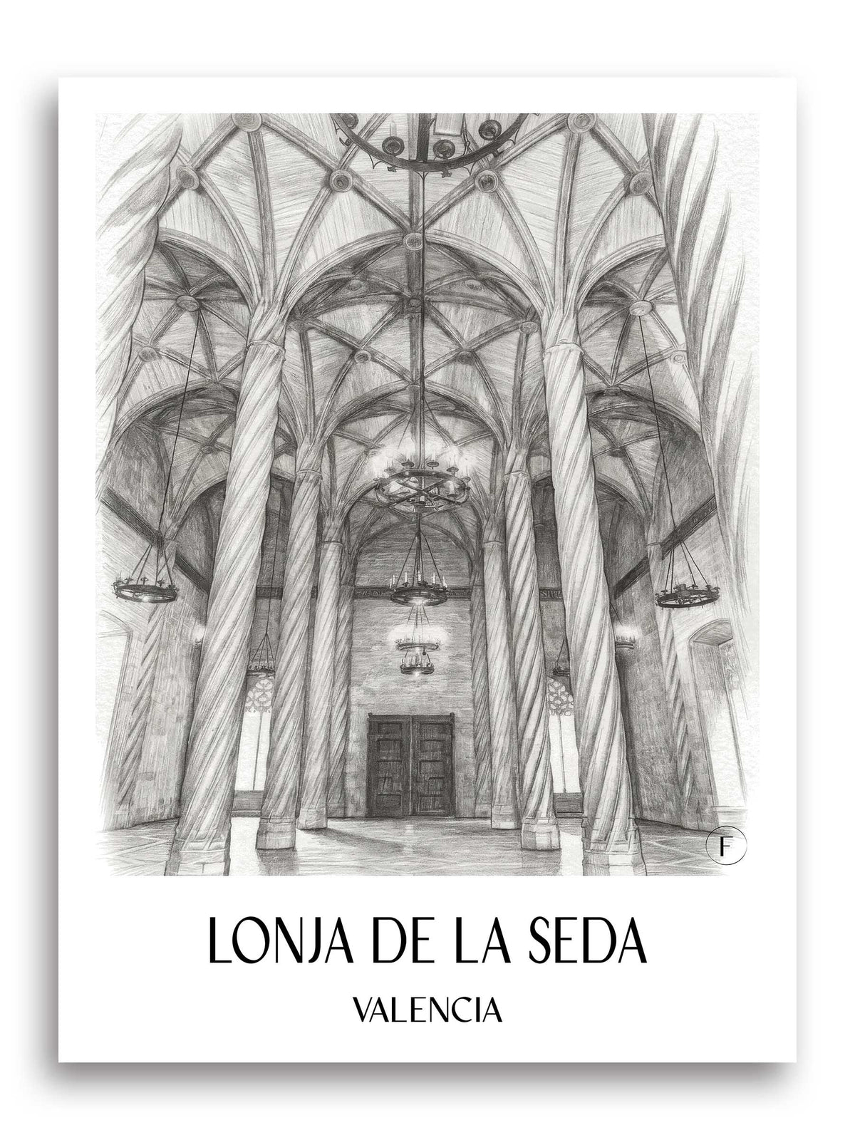 Lonja de la Seda Poster - Valencia - Spanien Kunstdruck - Zeichnung von A4 bis A1 - favplace