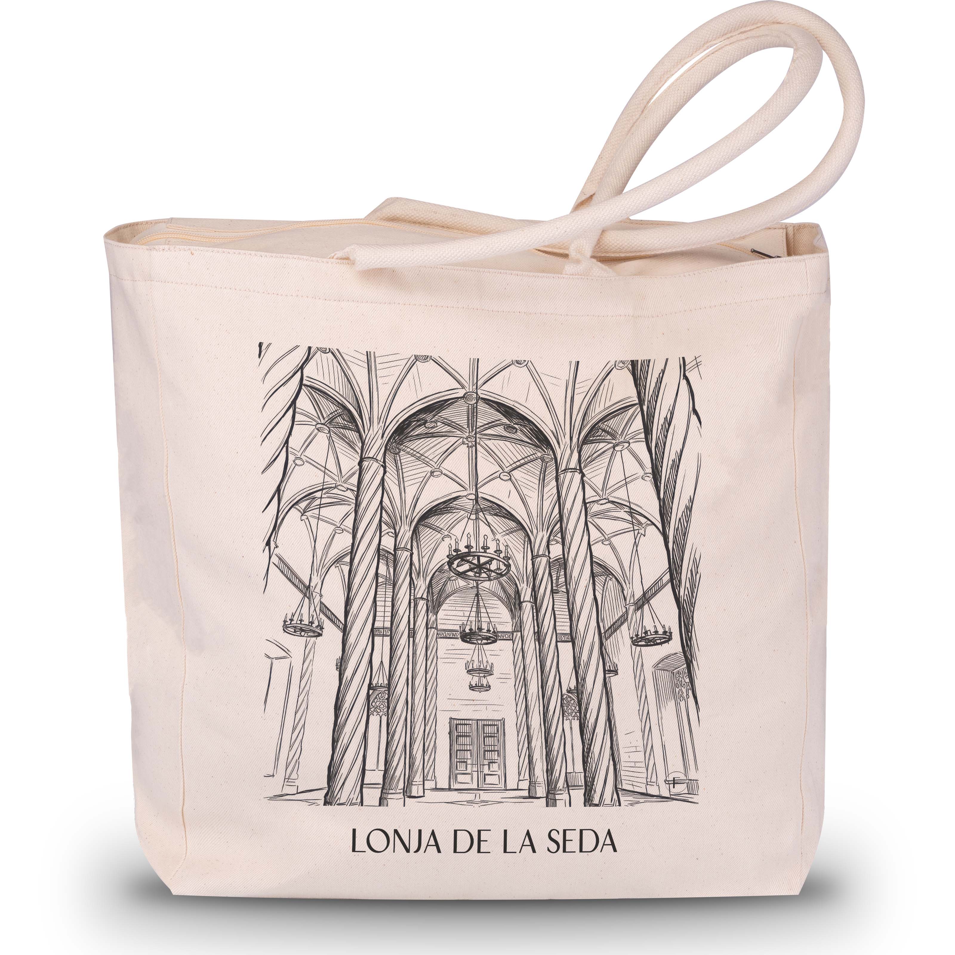 lonja-de-la-seda-valencia-spanien-einkaufstasche-skizze