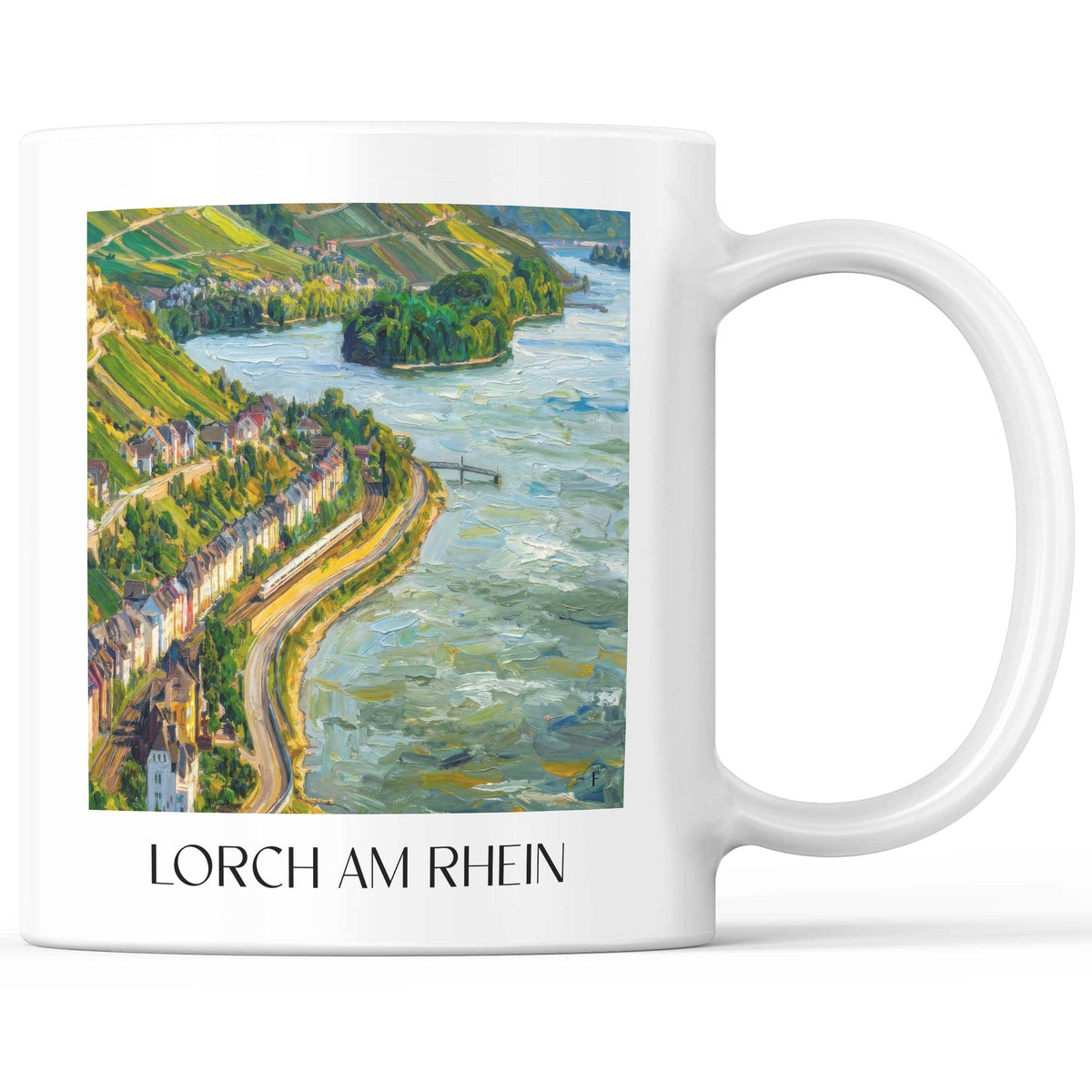 Lorch am Rhein Kaffeebecher - Rheingau - Deutschland Becher - Kaffeetasse im Ölgemälde Stil - favplace