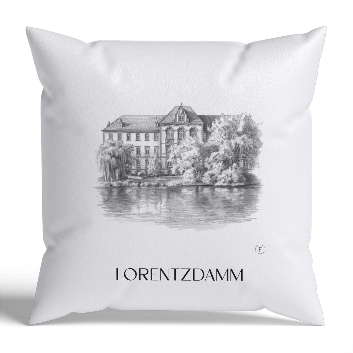 Lorentzdamm Kissenhülle - Zierkissen Bezug - Kiel - Deutschland Kissen bzw. Kissenbezug im Zeichnung Stil - favplace