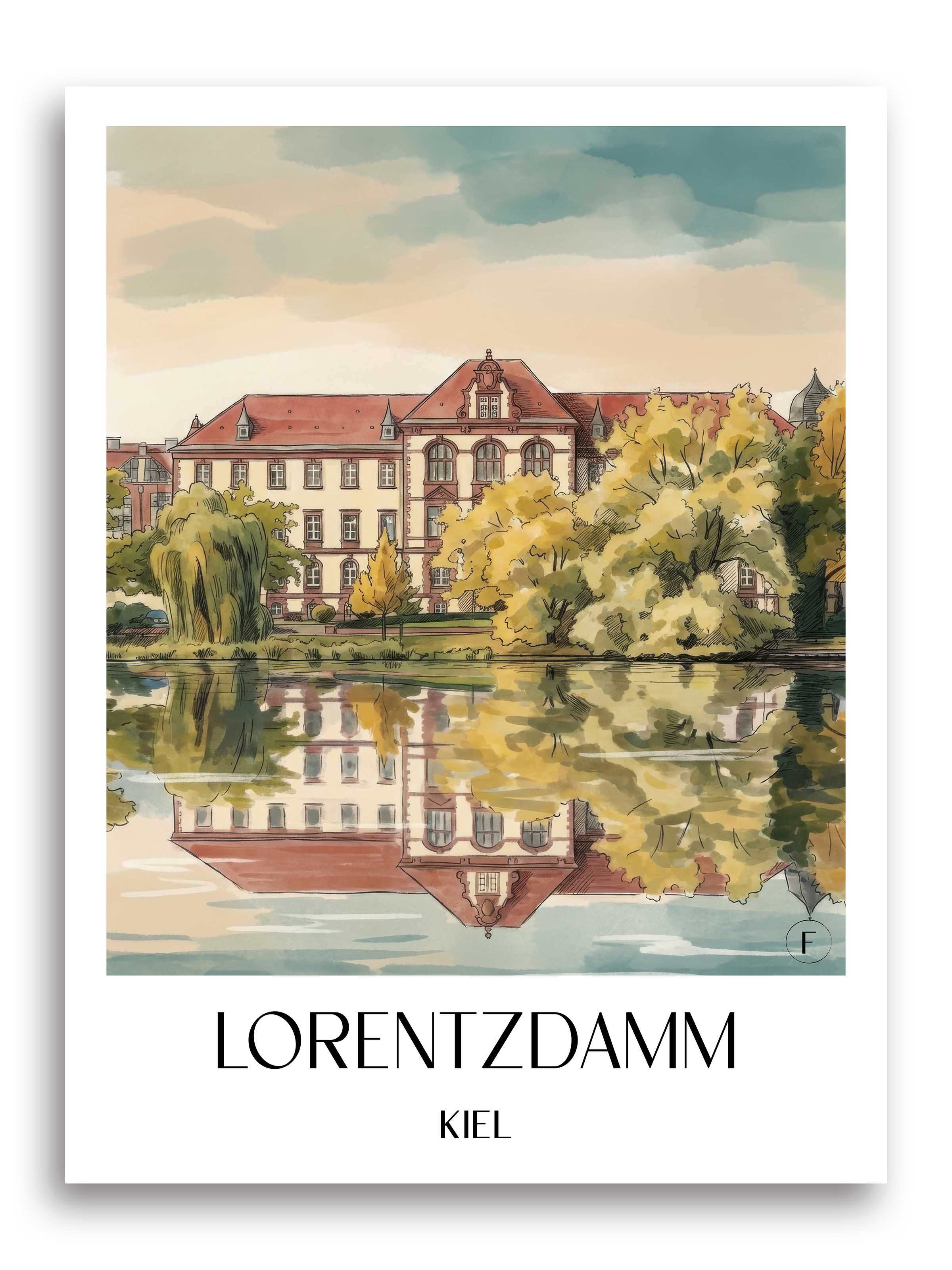 Lorentzdamm Poster - Kiel - Deutschland Kunstdruck - Aquarell von A4 bis A1 - favplace