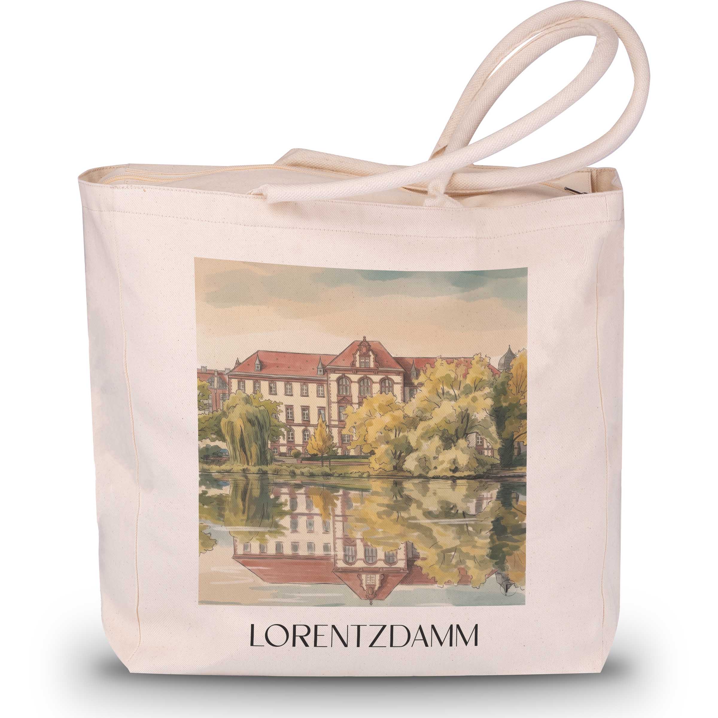 Lorentzdamm Shopping Tasche - Kiel - Deutschland Tote Bag - Einkaufstasche im Aquarell Stil - favplace