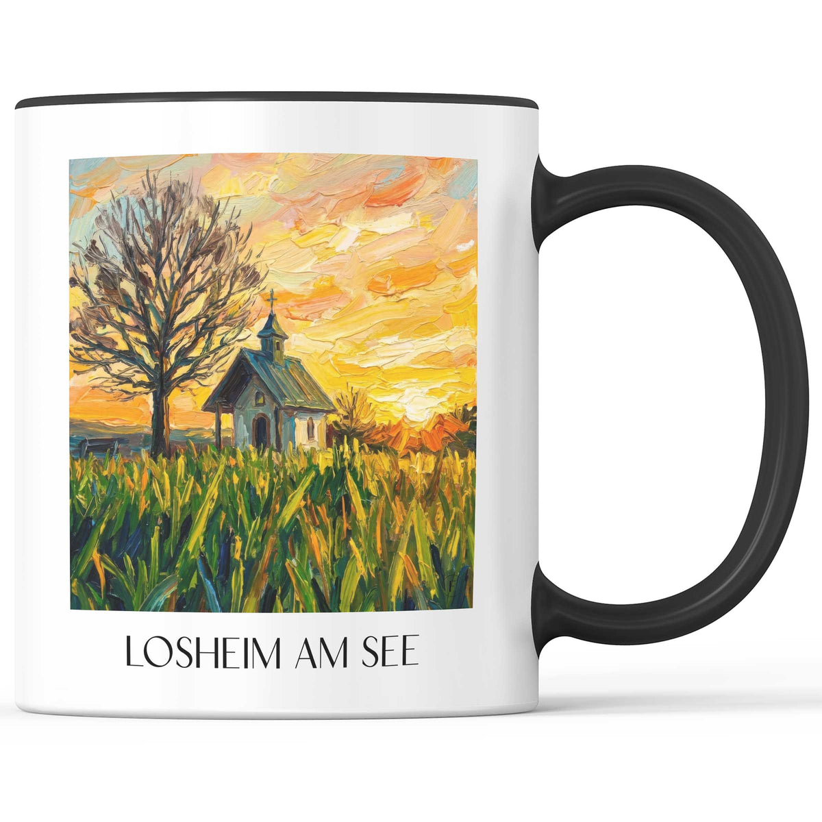 Losheim am See Kaffeebecher - Hochwald - Deutschland Becher - Kaffeetasse im Ölgemälde Stil - favplace