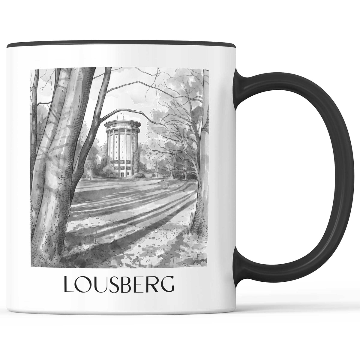 lousberg-aachen-deutschland-kaffeebecher-aquarell-schwarz-weiss