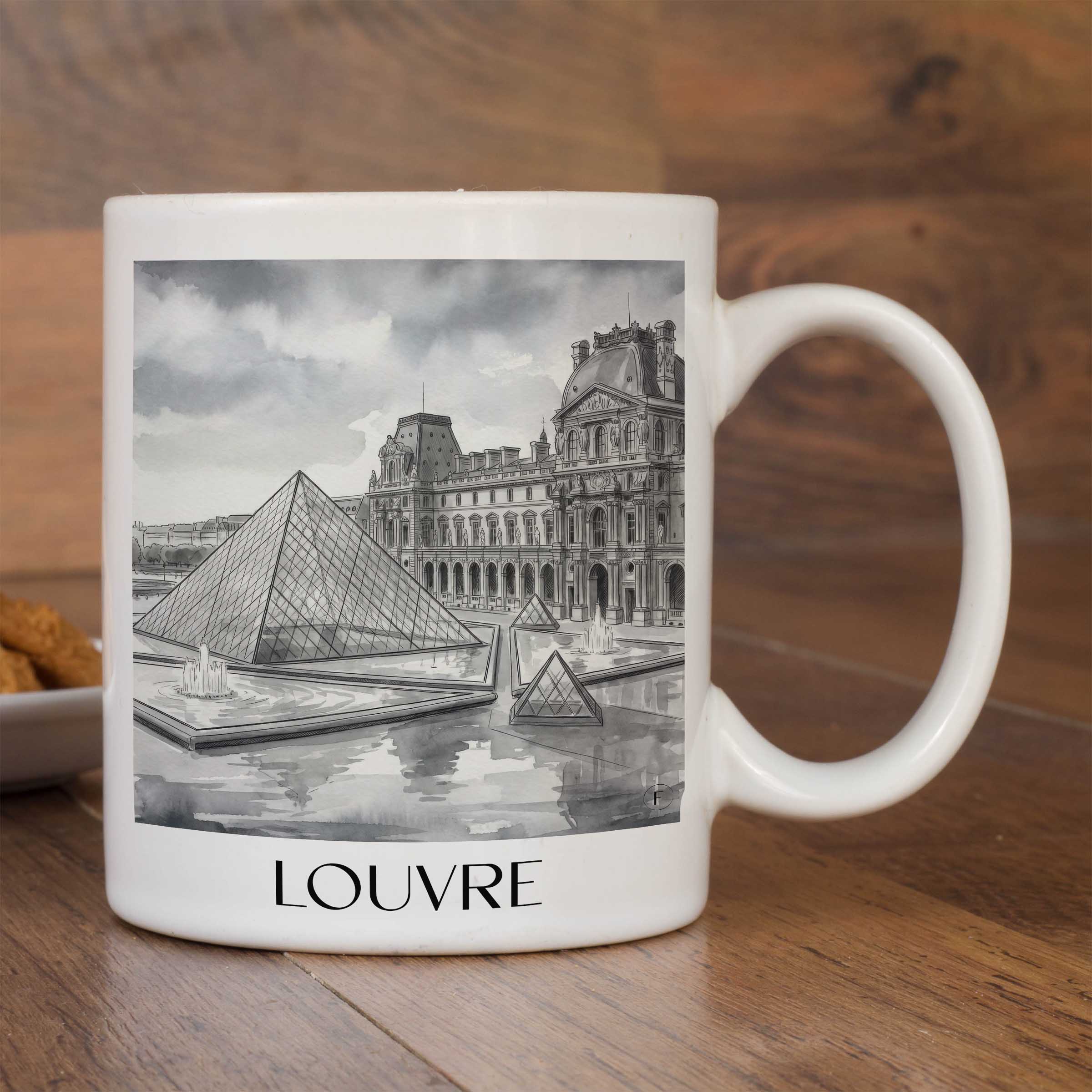 louvre-paris-frankreich-kaffeebecher-aquarell-schwarz-weiss