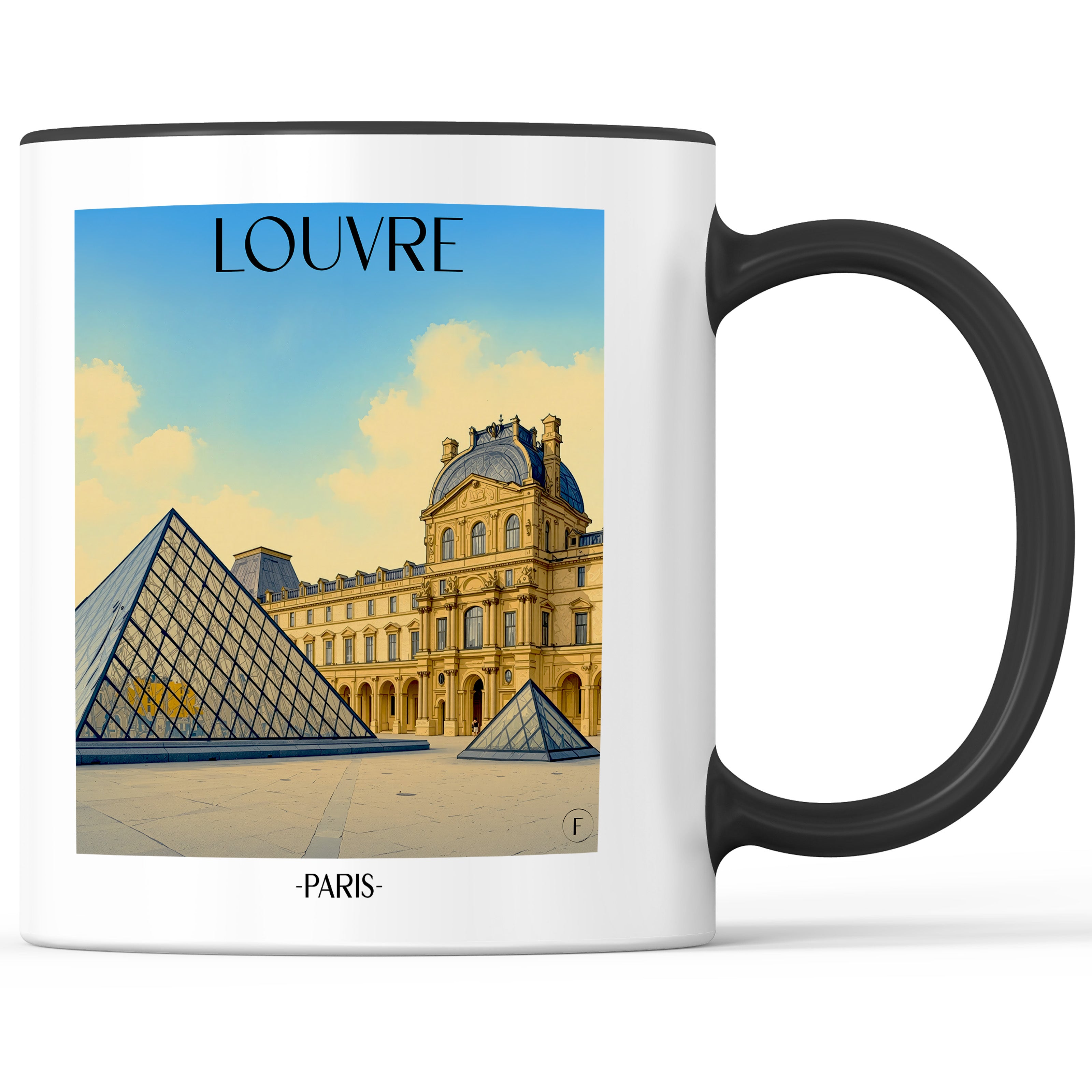 Louvre Kaffeebecher - Paris - Frankreich Becher - Kaffeetasse im Aquarell Stil - favplace
