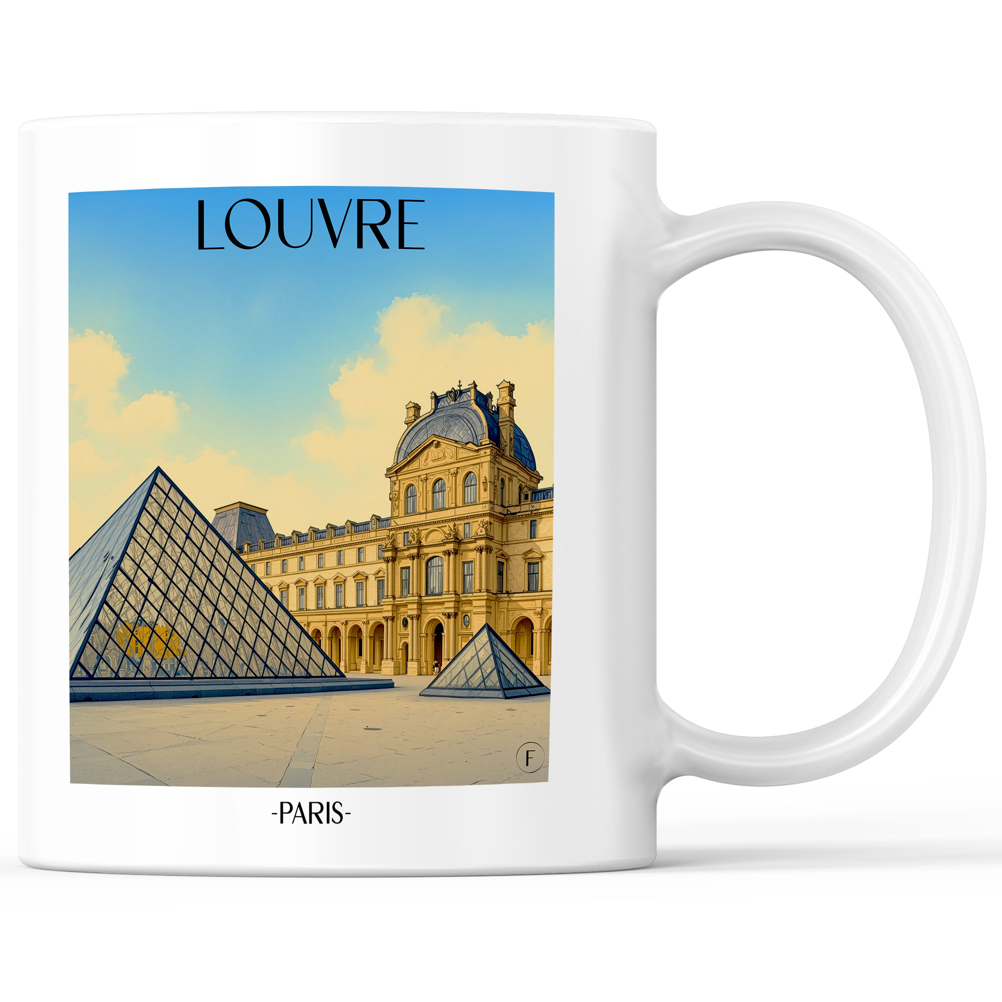 Louvre Kaffeebecher - Paris - Frankreich Becher - Kaffeetasse im Aquarell Stil - favplace