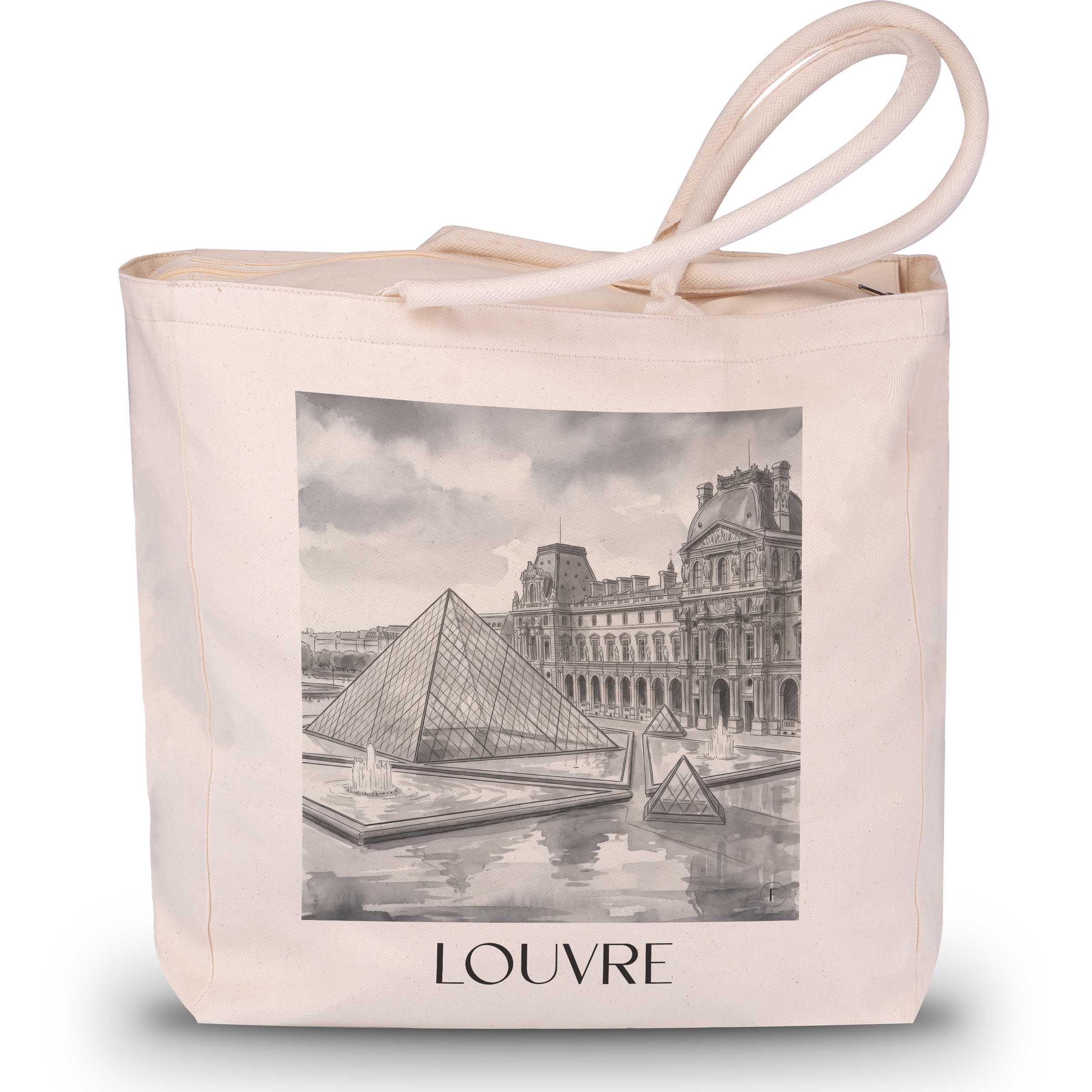 louvre-paris-frankreich-einkaufstasche-aquarell-schwarz-weiss