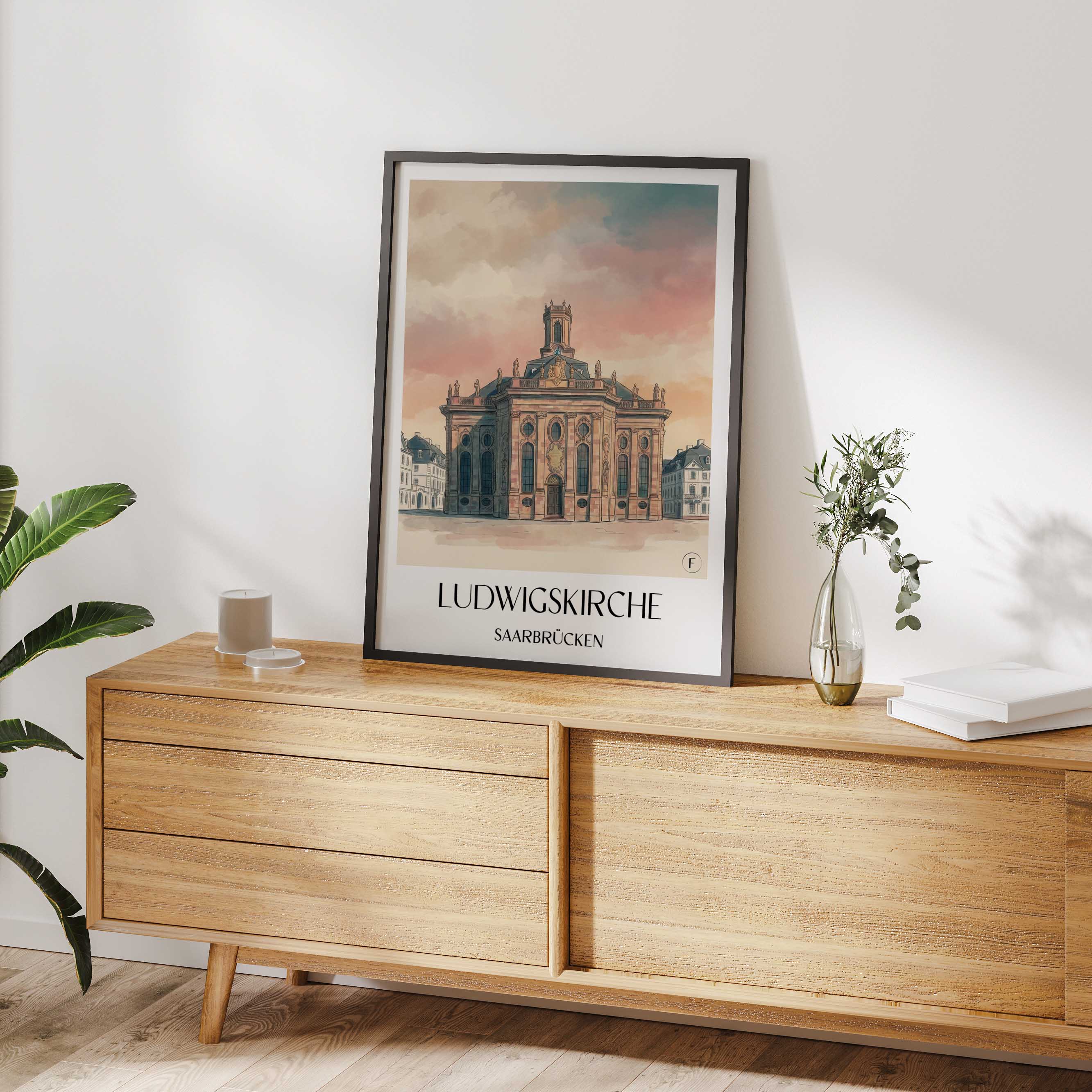 ludwigskirche-saarbrücken-deutschland-poster-aquarell