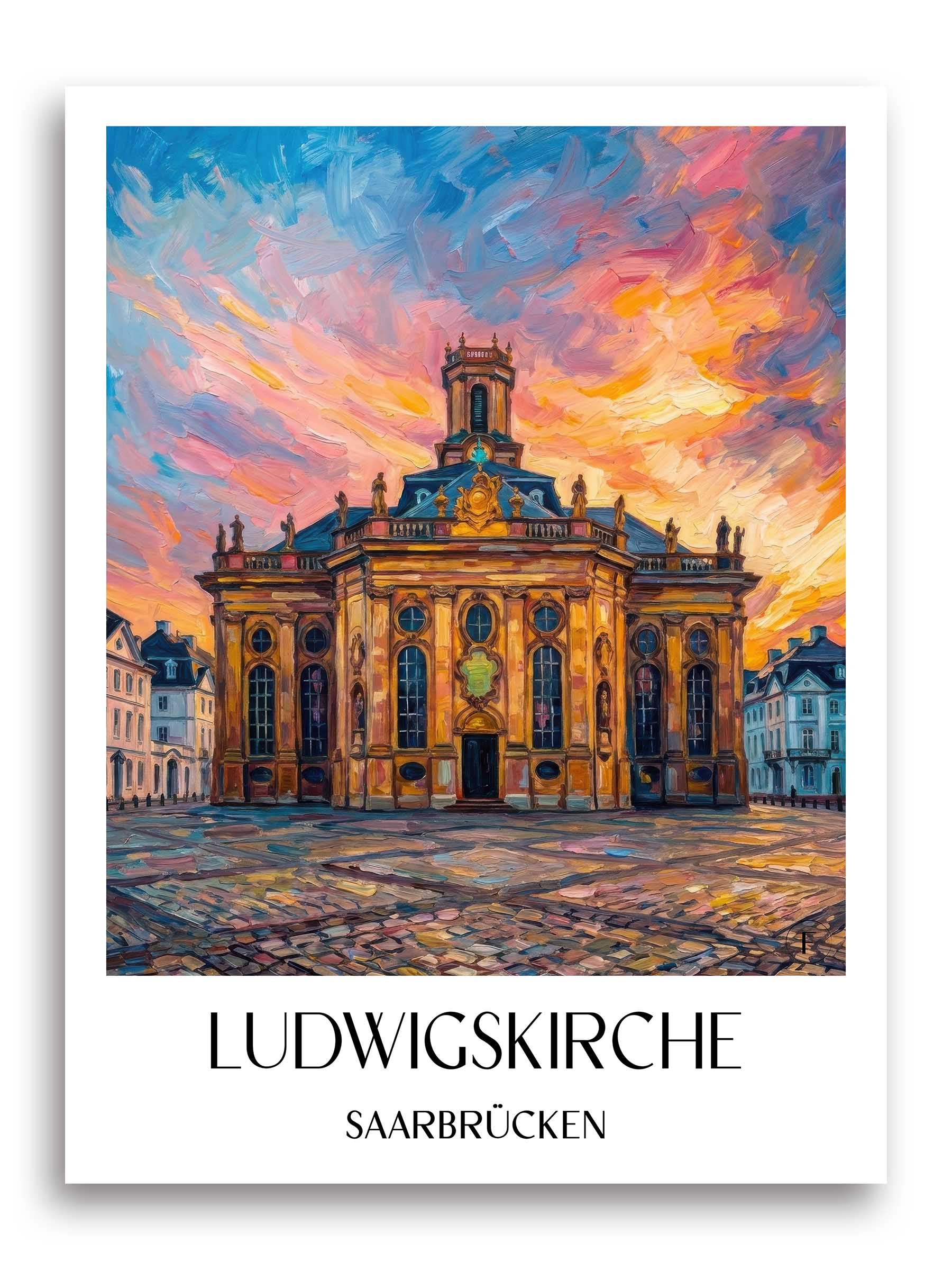 Ludwigskirche Poster - Saarbrücken - Deutschland Kunstdruck - Ölgemälde von A4 bis A1 - favplace