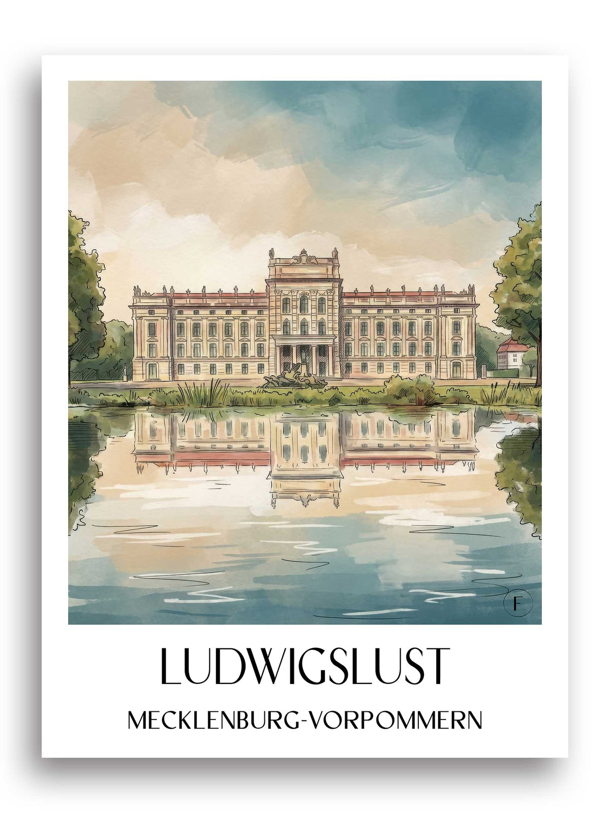 ludwigslust-mecklenburg-vorpommern-deutschland-poster-aquarell