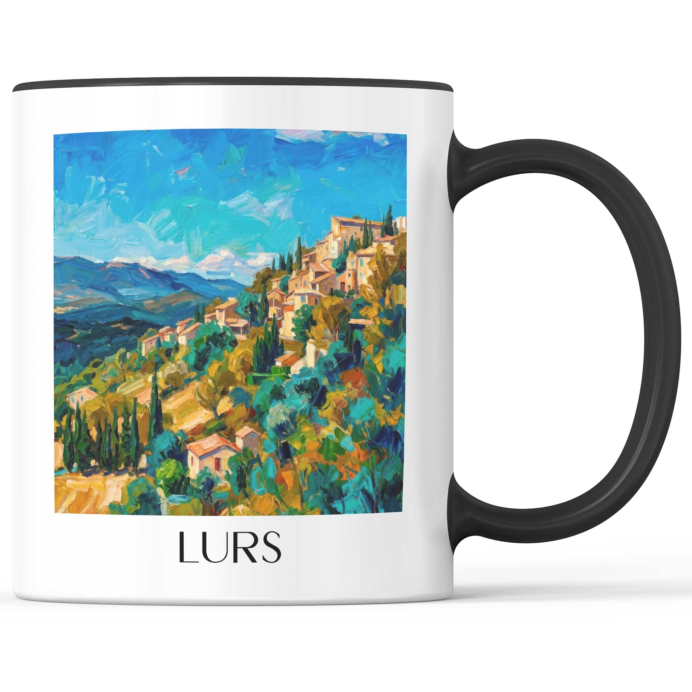 Lurs Kaffeebecher - Provence - Frankreich Becher - Kaffeetasse im Ölgemälde Stil - favplace