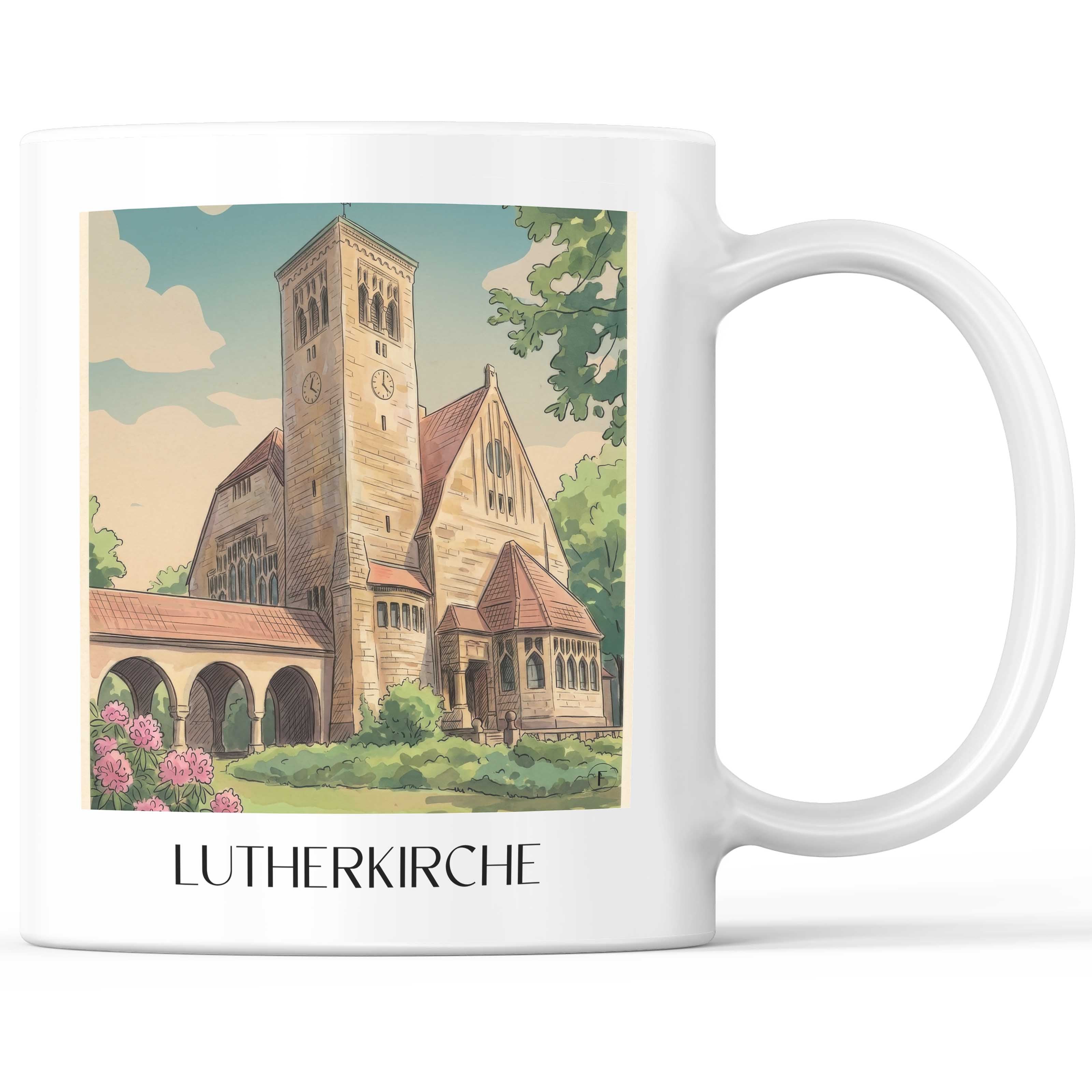 Lutherkirche Kaffeebecher - Bochum - Deutschland Becher - Kaffeetasse im Aquarell Stil - favplace
