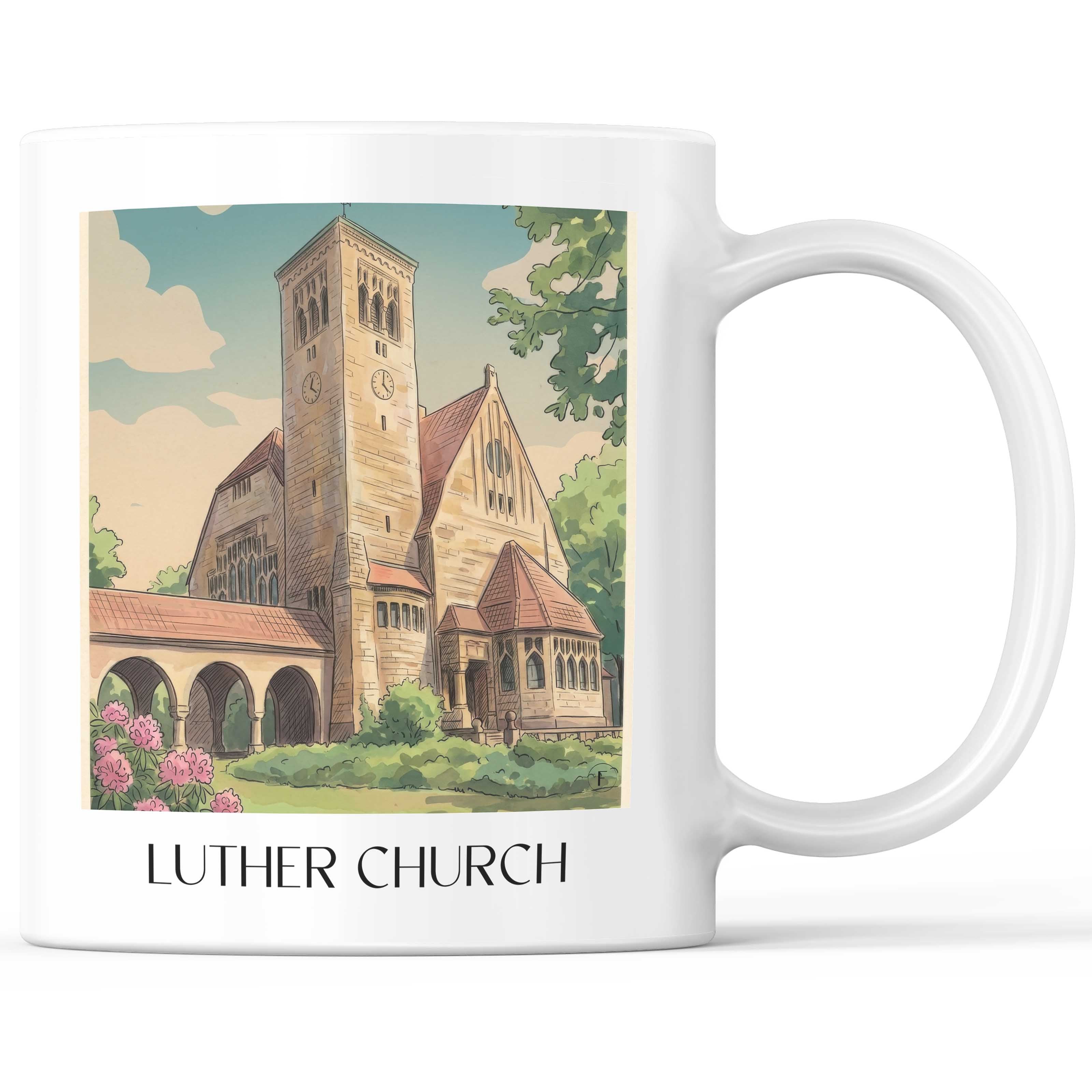 Lutherkirche Kaffeebecher - Bochum - Deutschland Becher - Kaffeetasse im Aquarell Stil - favplace