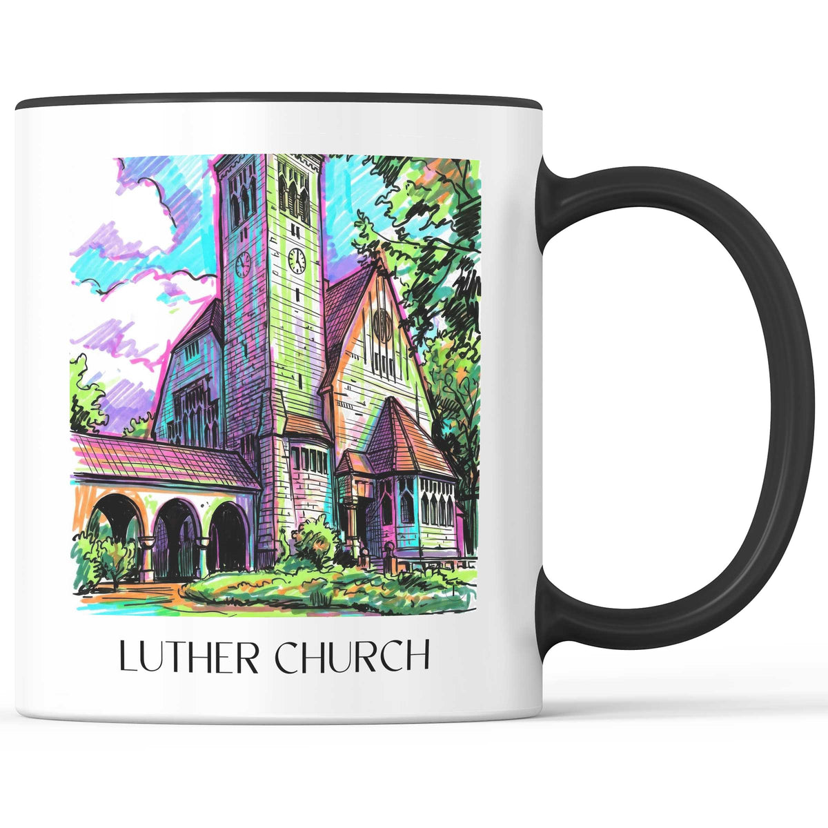 Lutherkirche Kaffeebecher - Bochum - Deutschland Becher - Kaffeetasse im Tag Graffiti Stil - favplace