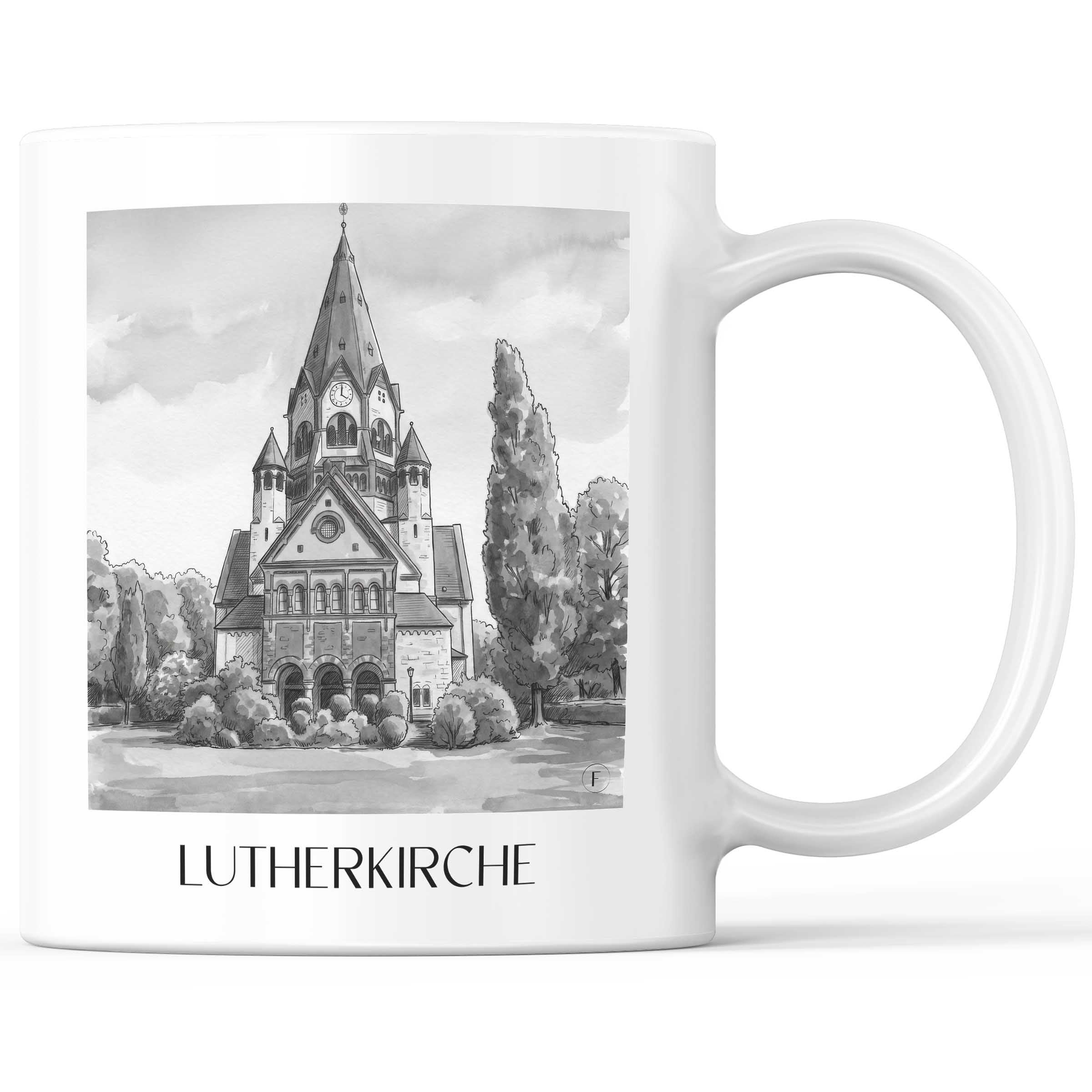 lutherkirche-chemnitz-deutschland-kaffeebecher-aquarell-schwarz-weiss