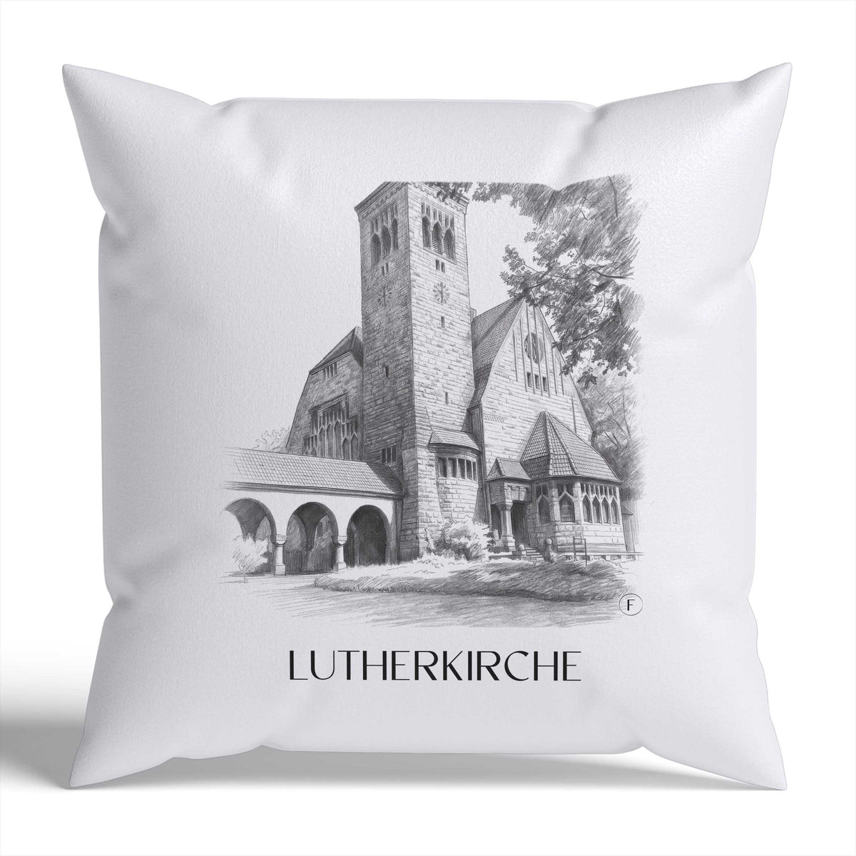 lutherkirche-bochum-deutschland-kissenbezug-bleistift-zeichnung-drawing
