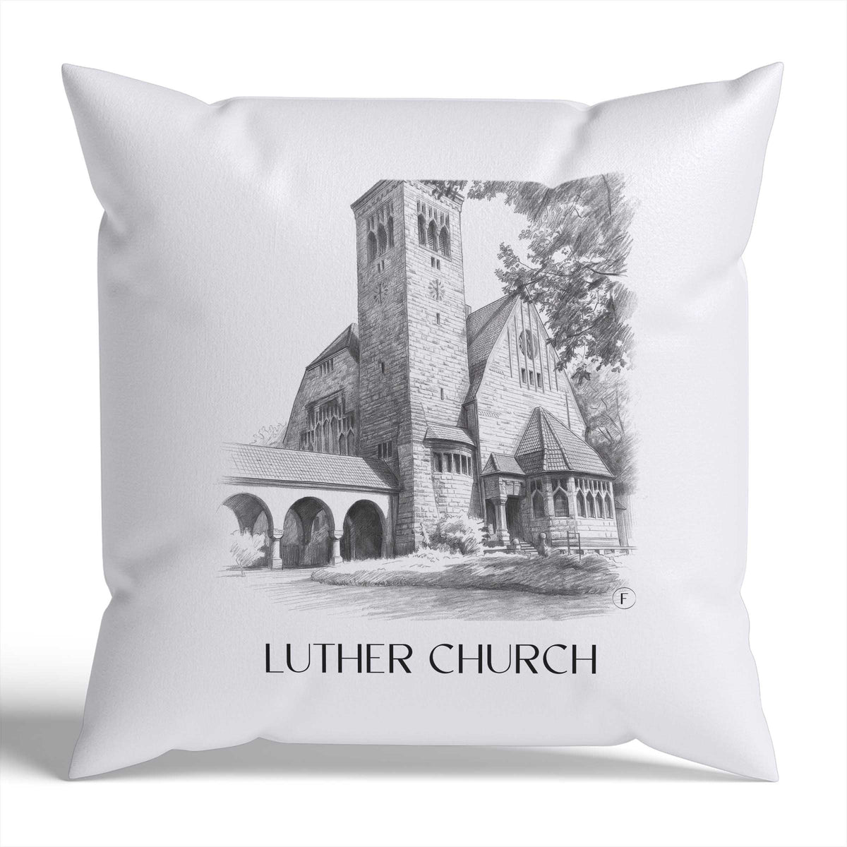 Lutherkirche Kissenhülle - Zierkissen Bezug - Bochum - Deutschland Kissen bzw. Kissenbezug im Zeichnung Stil - favplace