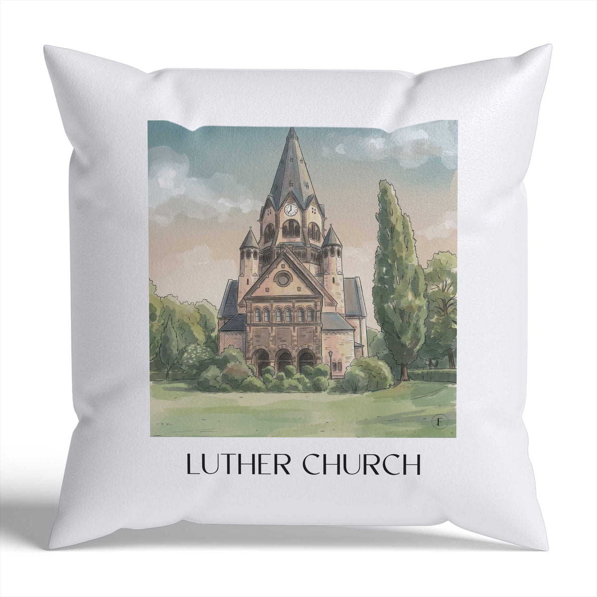 Lutherkirche Kissenhülle - Zierkissen Bezug - Chemnitz - Deutschland Kissen bzw. Kissenbezug im Aquarell Stil - favplace
