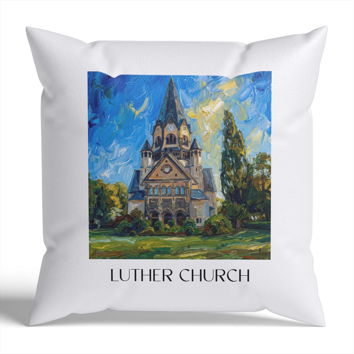 Lutherkirche Kissenhülle - Zierkissen Bezug - Chemnitz - Deutschland Kissen bzw. Kissenbezug im Ölgemälde Stil - favplace