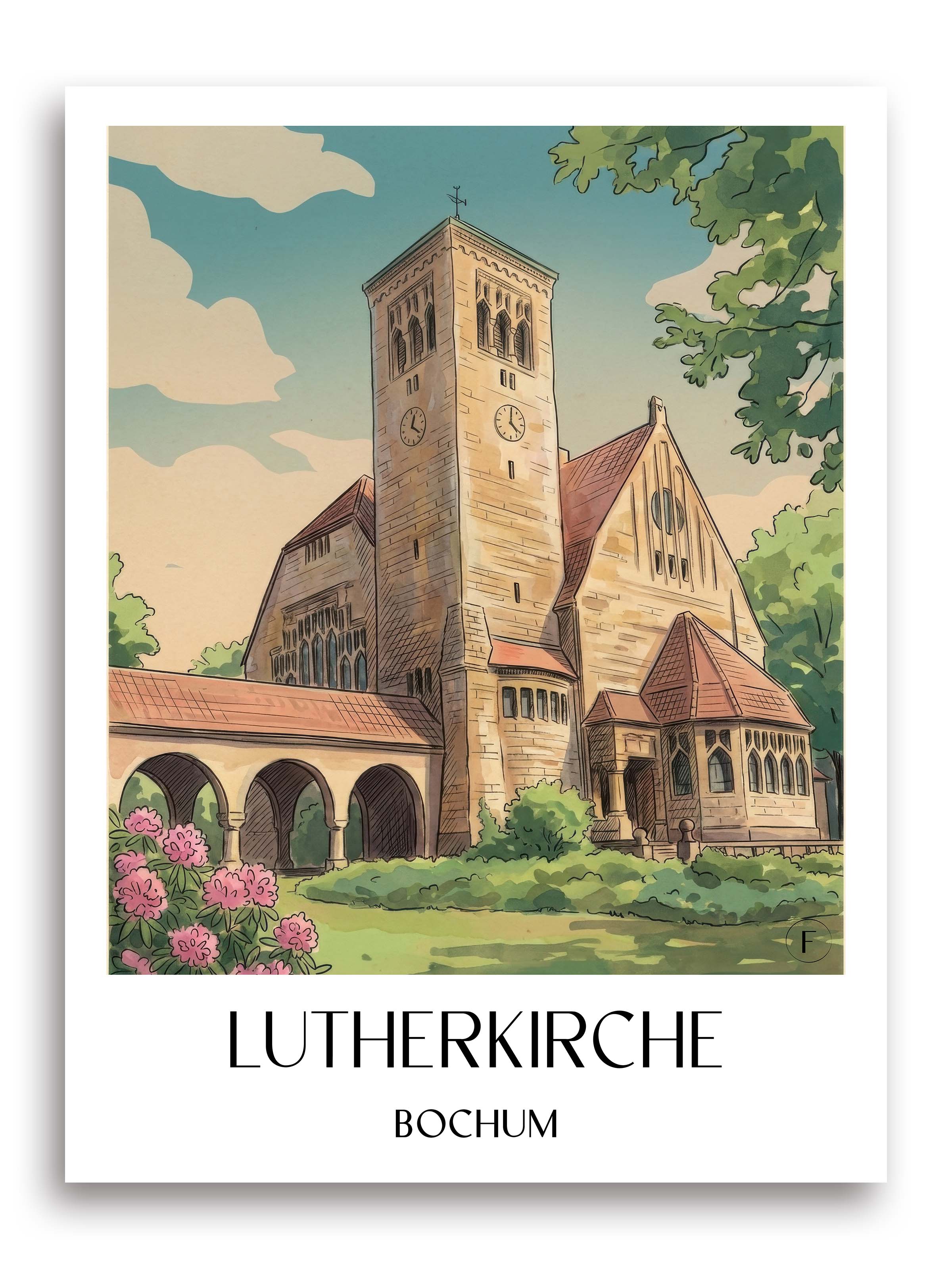lutherkirche-bochum-deutschland-poster-aquarell