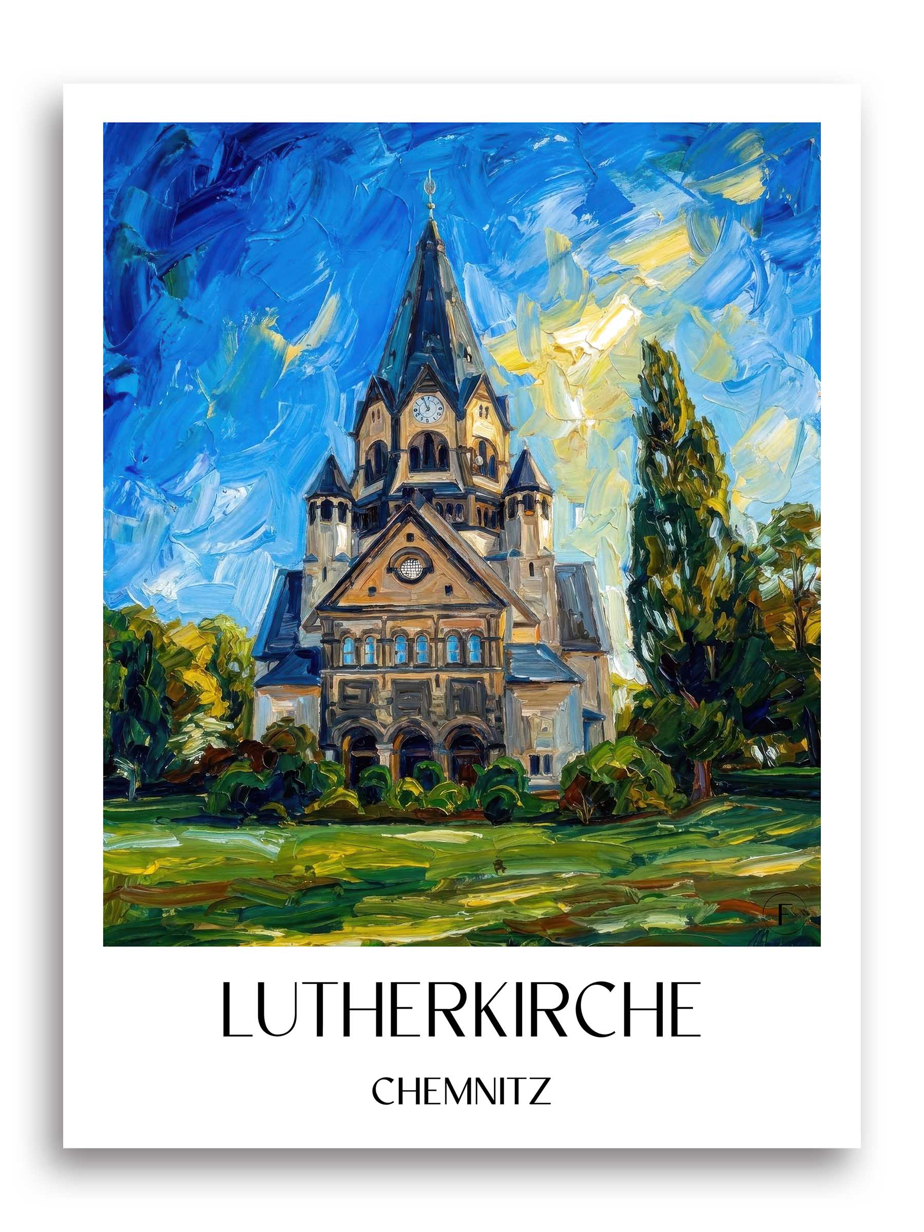 lutherkirche-chemnitz-deutschland-poster-oil-painting-oelgemaelde