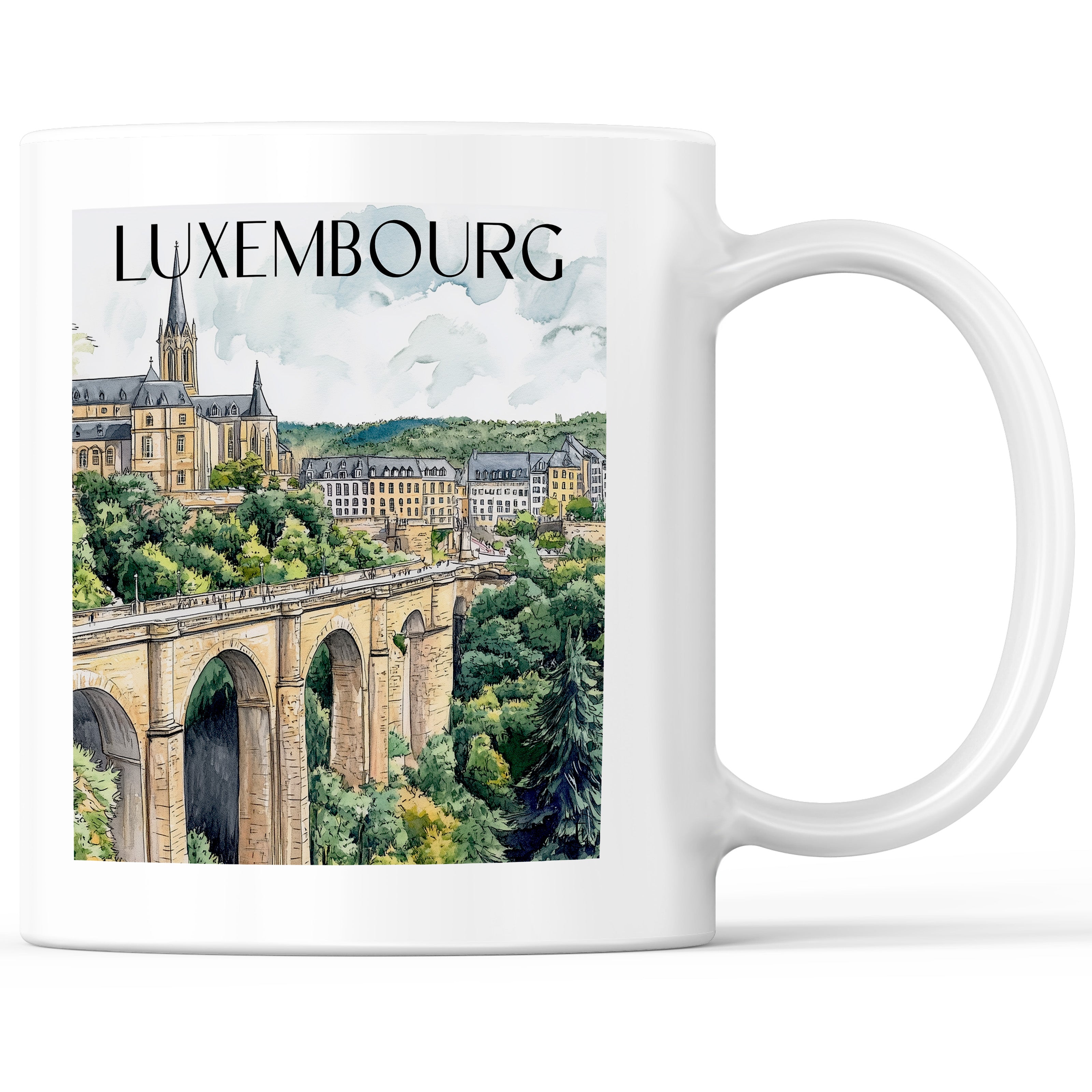 Luxemburg - Luxemburg Becher - Kaffeetasse im Aquarell Stil - favplace