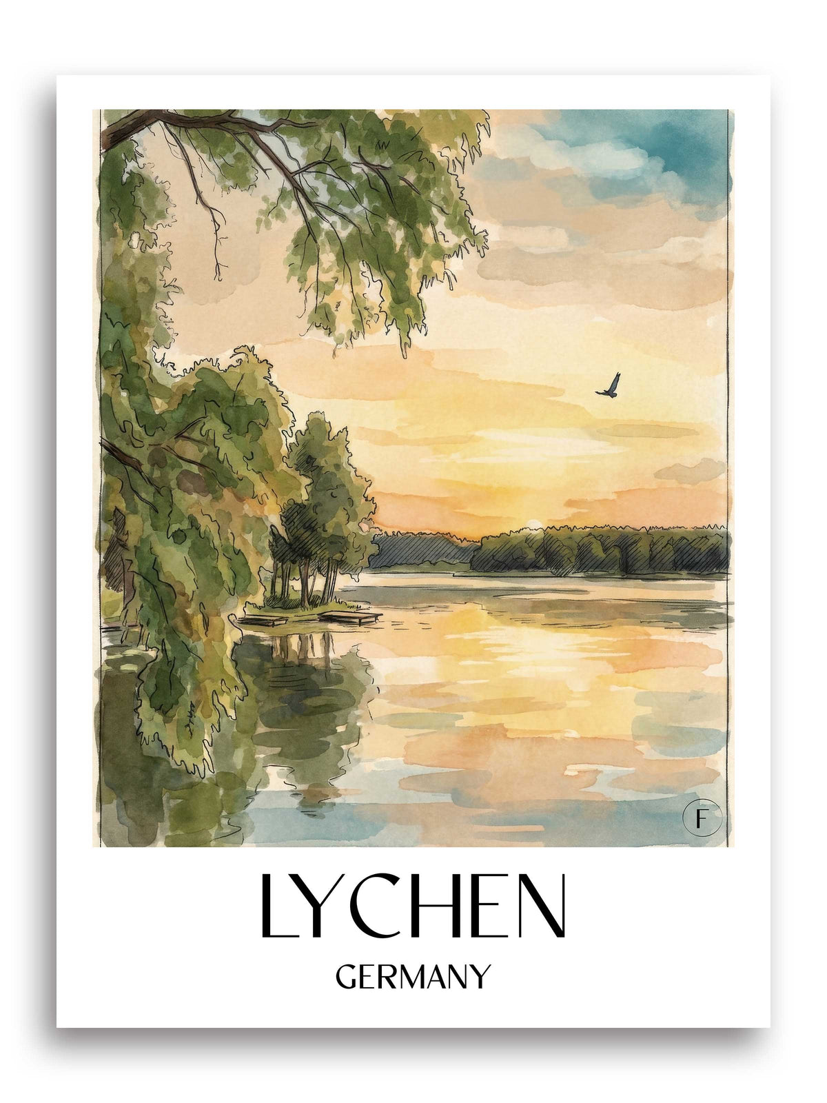 Lychen Poster - Uckermark - Deutschland Kunstdruck - Aquarell von A4 bis A1 - favplace