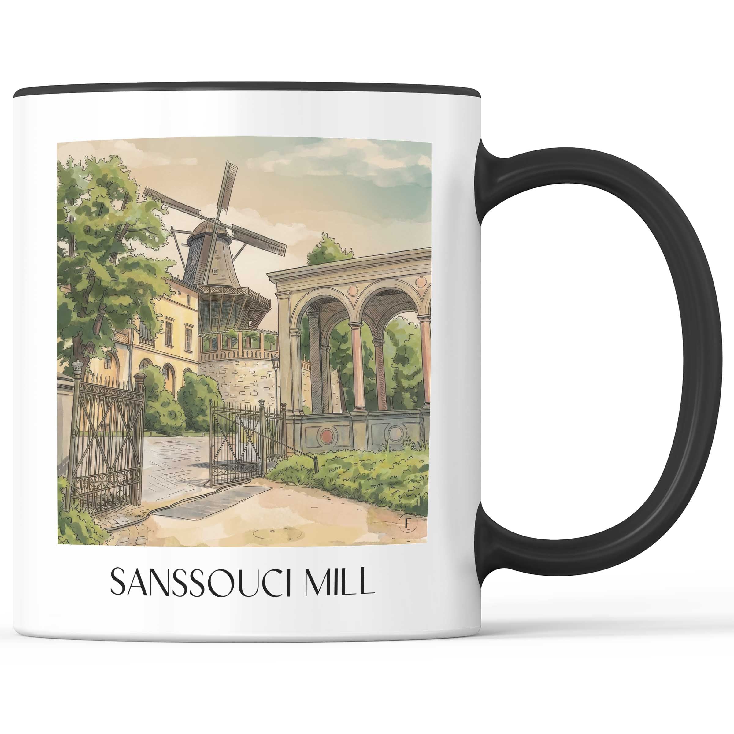 Mühle von Sanssouci Kaffeebecher - Potsdam - Deutschland Becher - Kaffeetasse im Aquarell Stil - favplace
