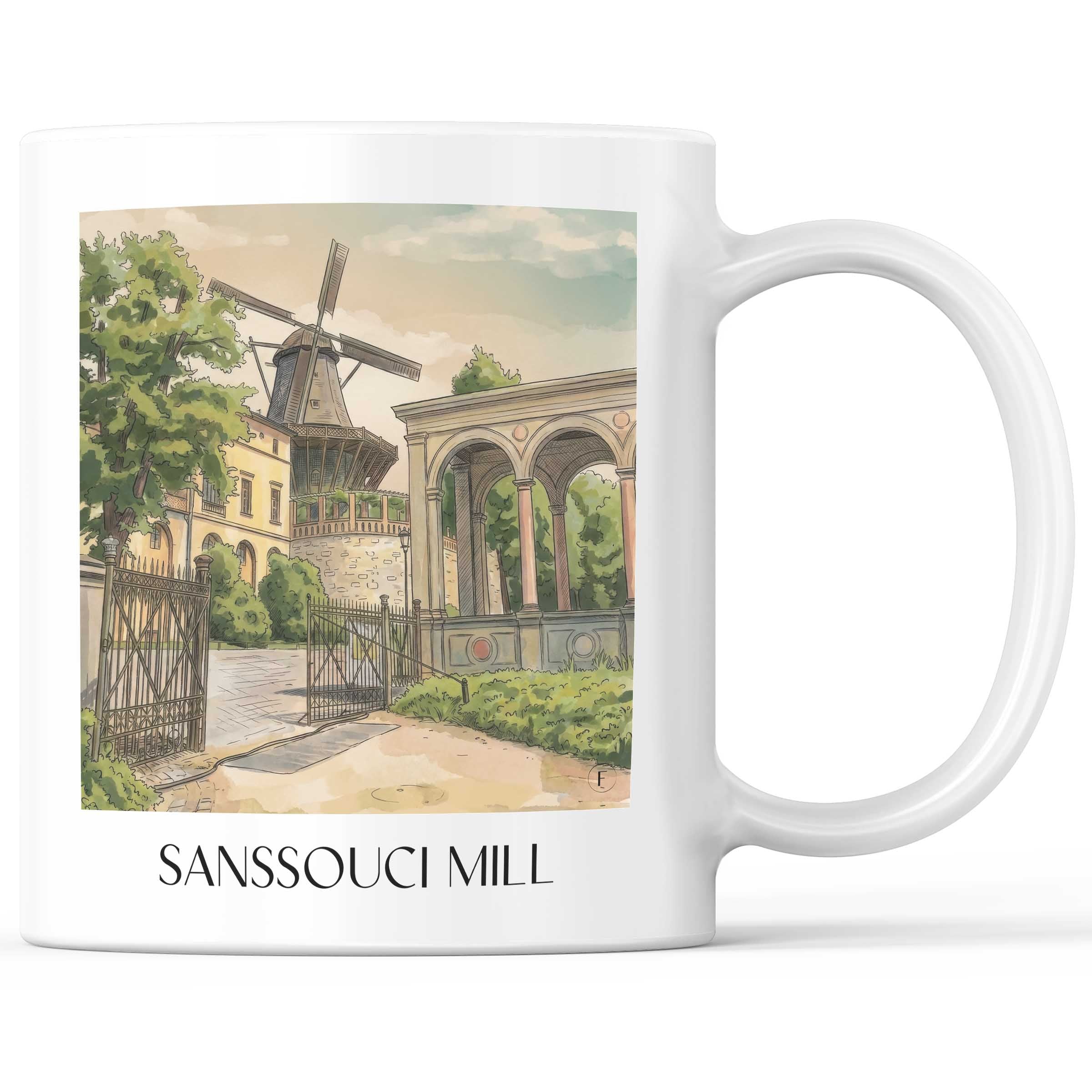Mühle von Sanssouci Kaffeebecher - Potsdam - Deutschland Becher - Kaffeetasse im Aquarell Stil - favplace