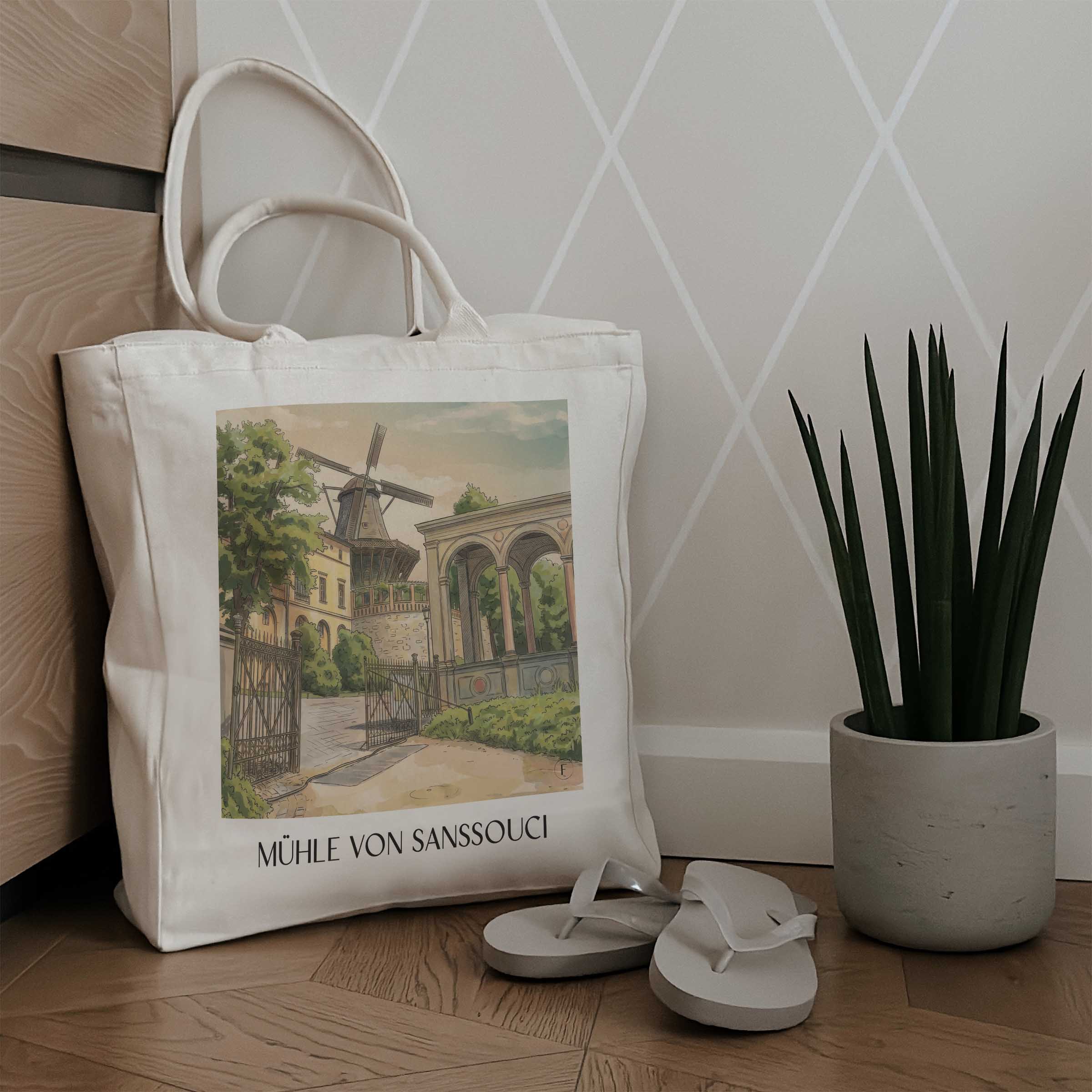 mühle-von-sanssouci-potsdam-deutschland-einkaufstasche-aquarell