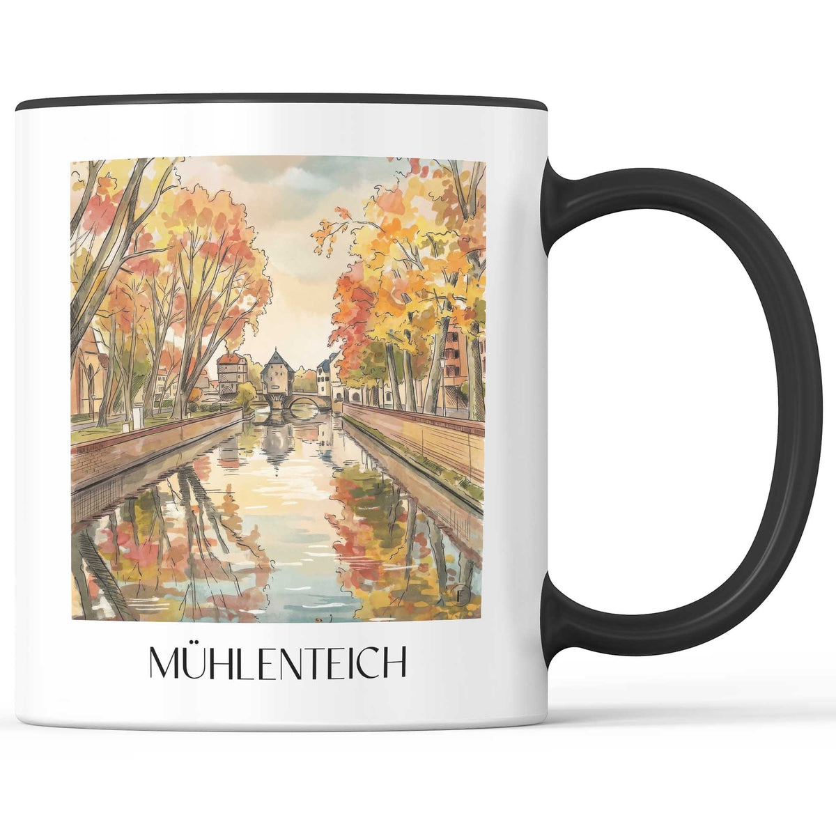mühlenteich-bad-kreuznach-deutschland-kaffeebecher-aquarell