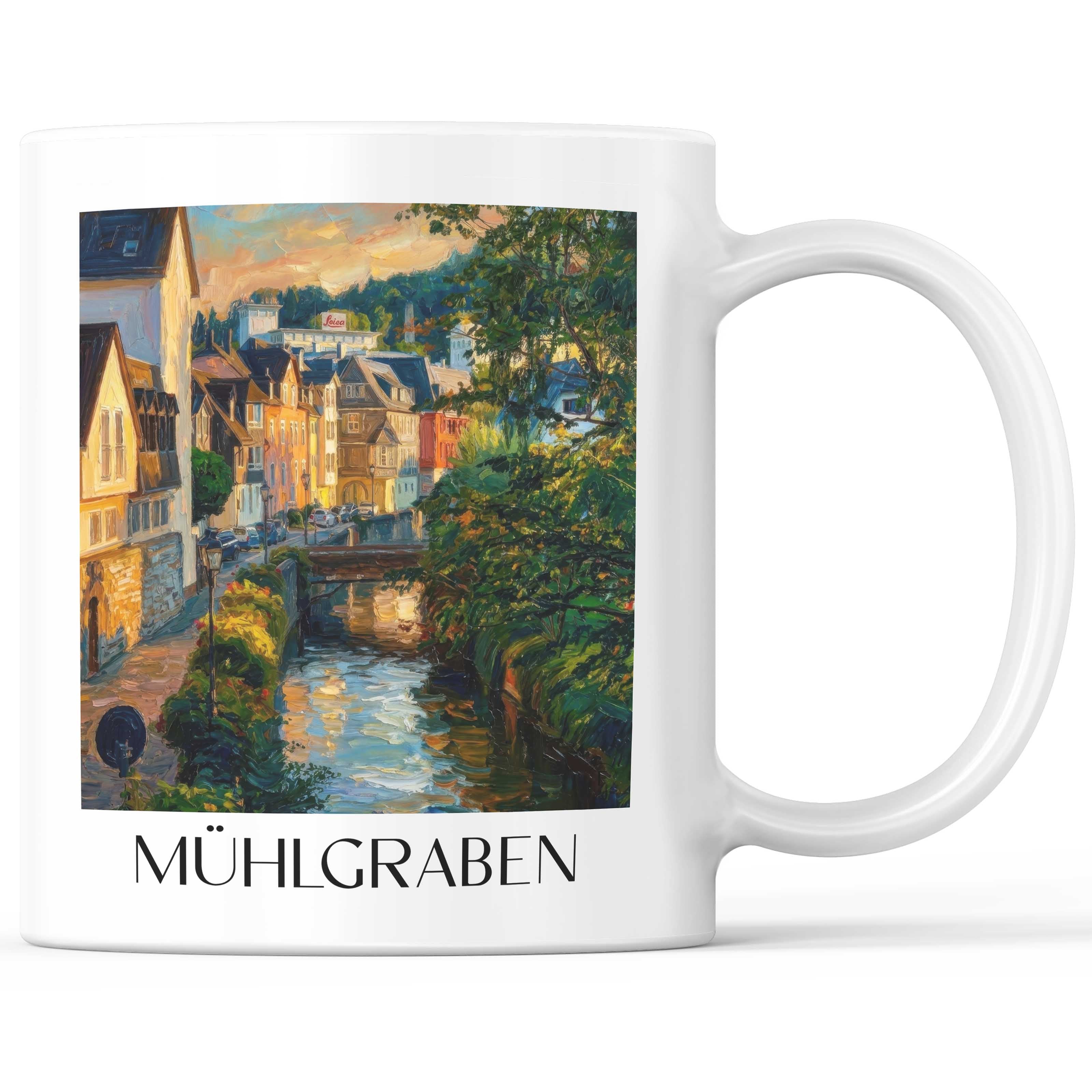 Mühlgraben Kaffeebecher - Wetzlar - Deutschland Becher - Kaffeetasse im Ölgemälde Stil - favplace