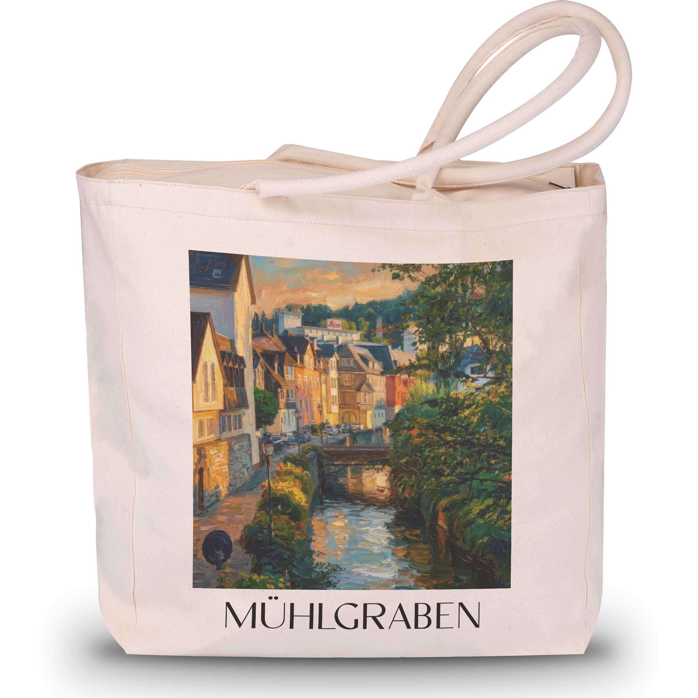 mühlgraben-wetzlar-deutschland-einkaufstasche-oil-painting-oelgemaelde