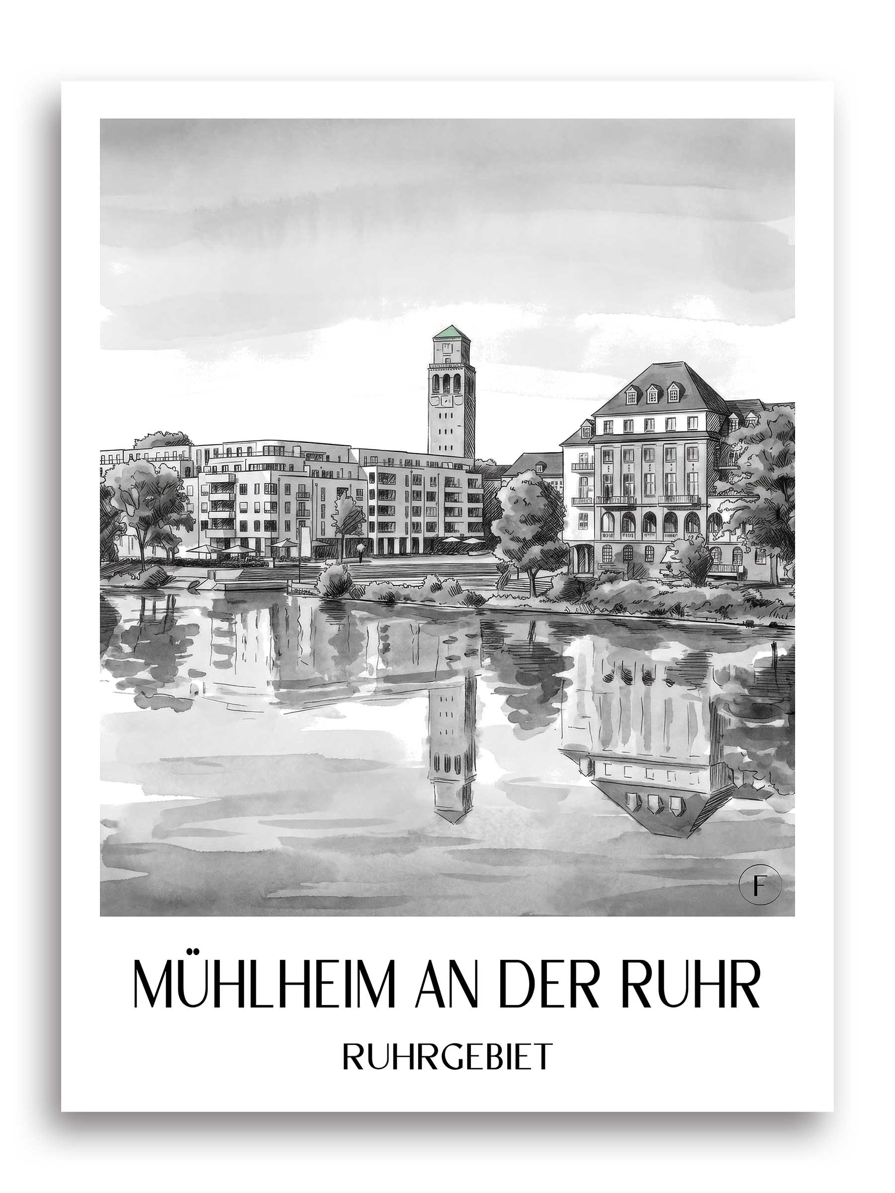 mühlheim-an-der-ruhr-ruhrgebiet-deutschland-poster-aquarell-schwarz-weiss