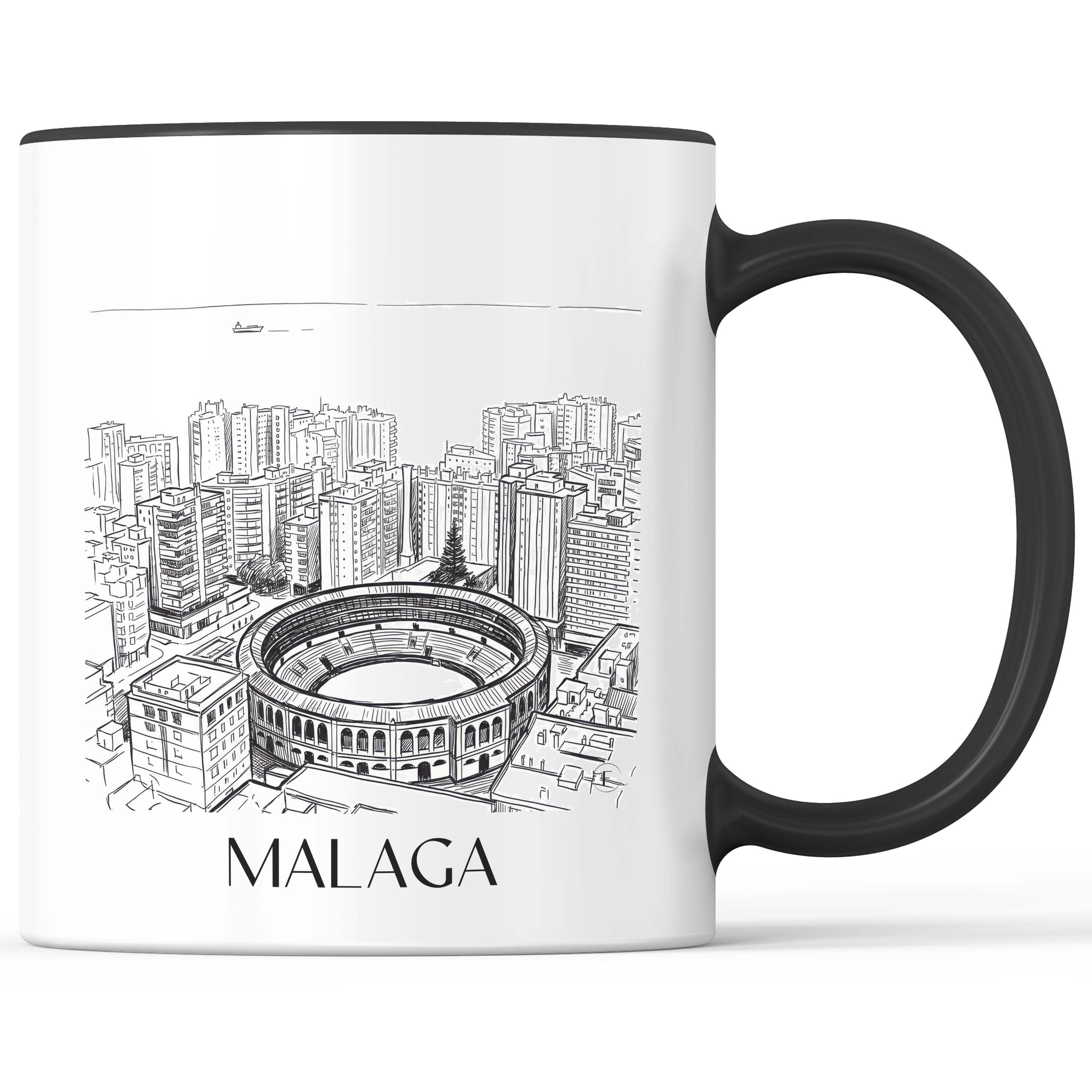Málaga Kaffeebecher - Spanien - Spanien Becher - Kaffeetasse im Skizze Stil - favplace