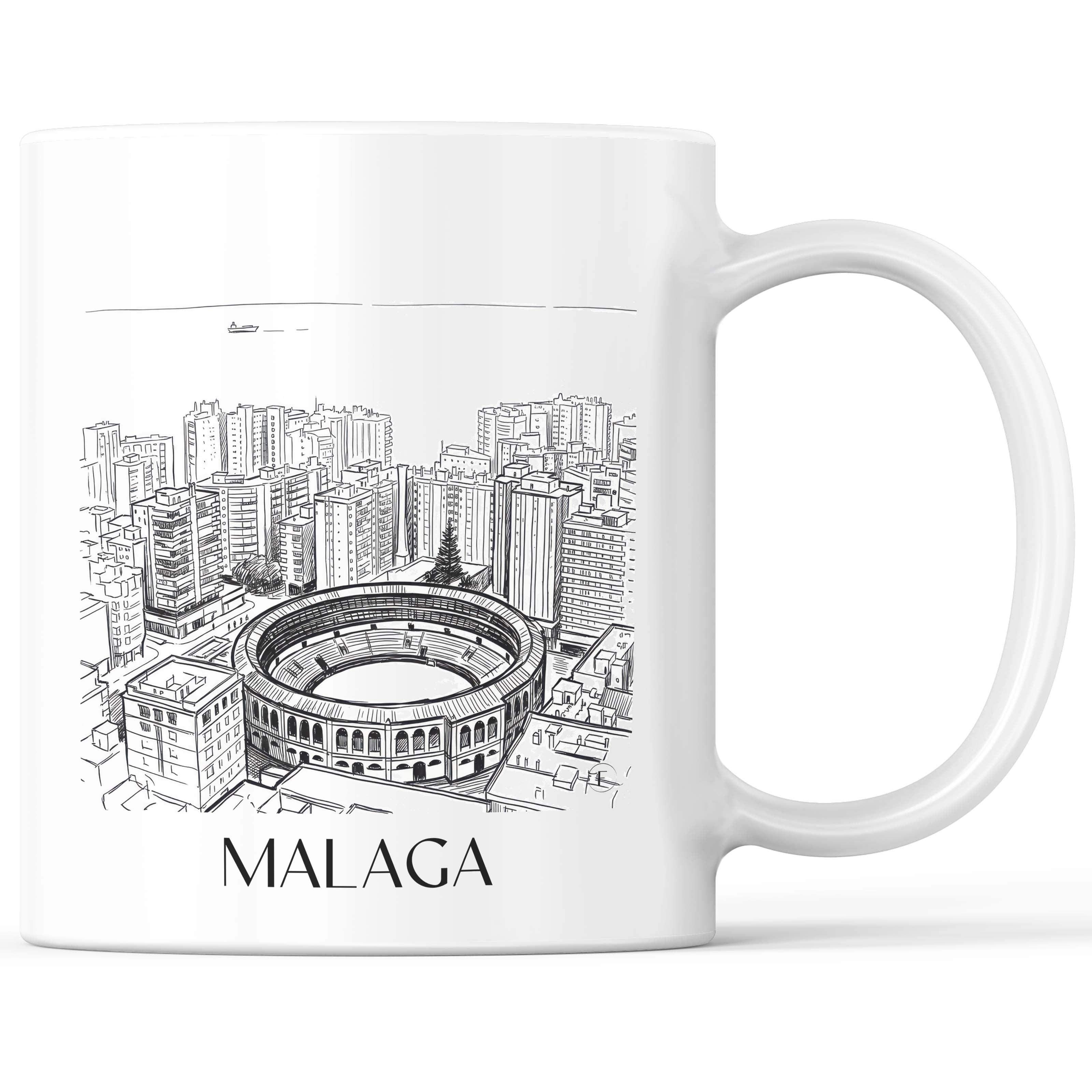 Málaga Kaffeebecher - Spanien - Spanien Becher - Kaffeetasse im Skizze Stil - favplace