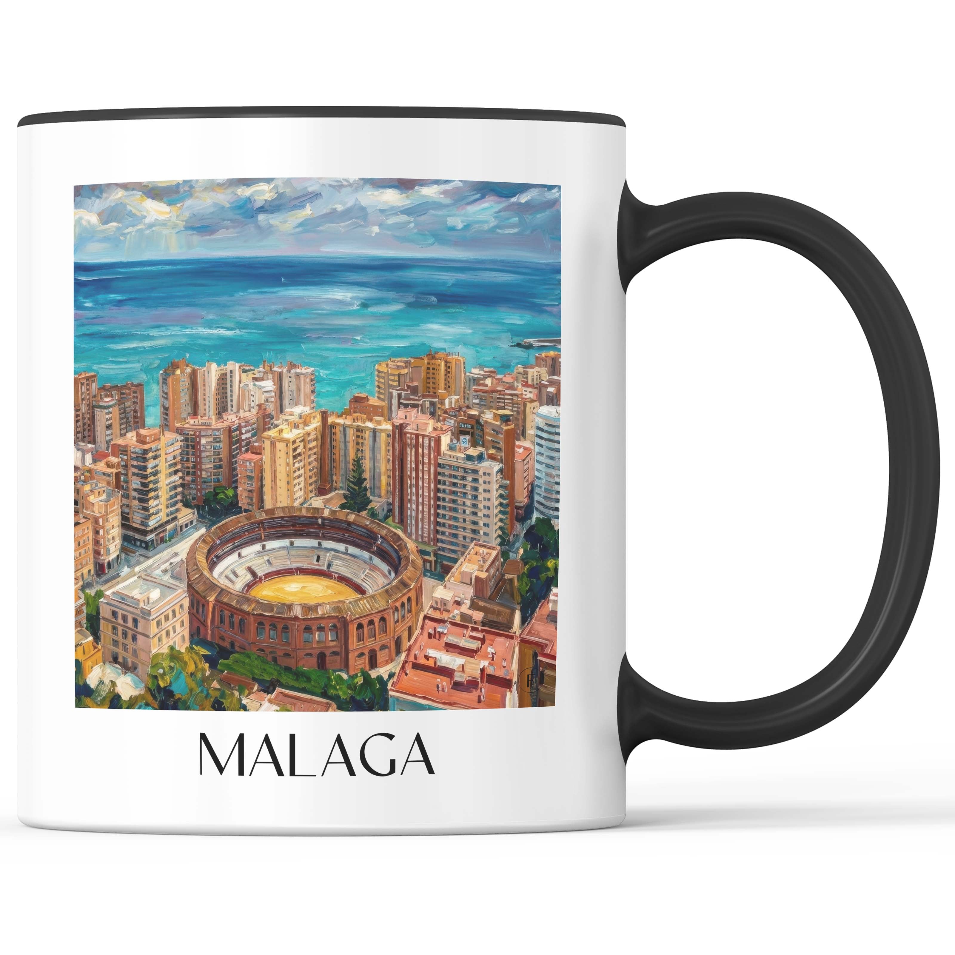Málaga Kaffeebecher - Spanien - Spanien Becher - Kaffeetasse im Ölgemälde Stil - favplace