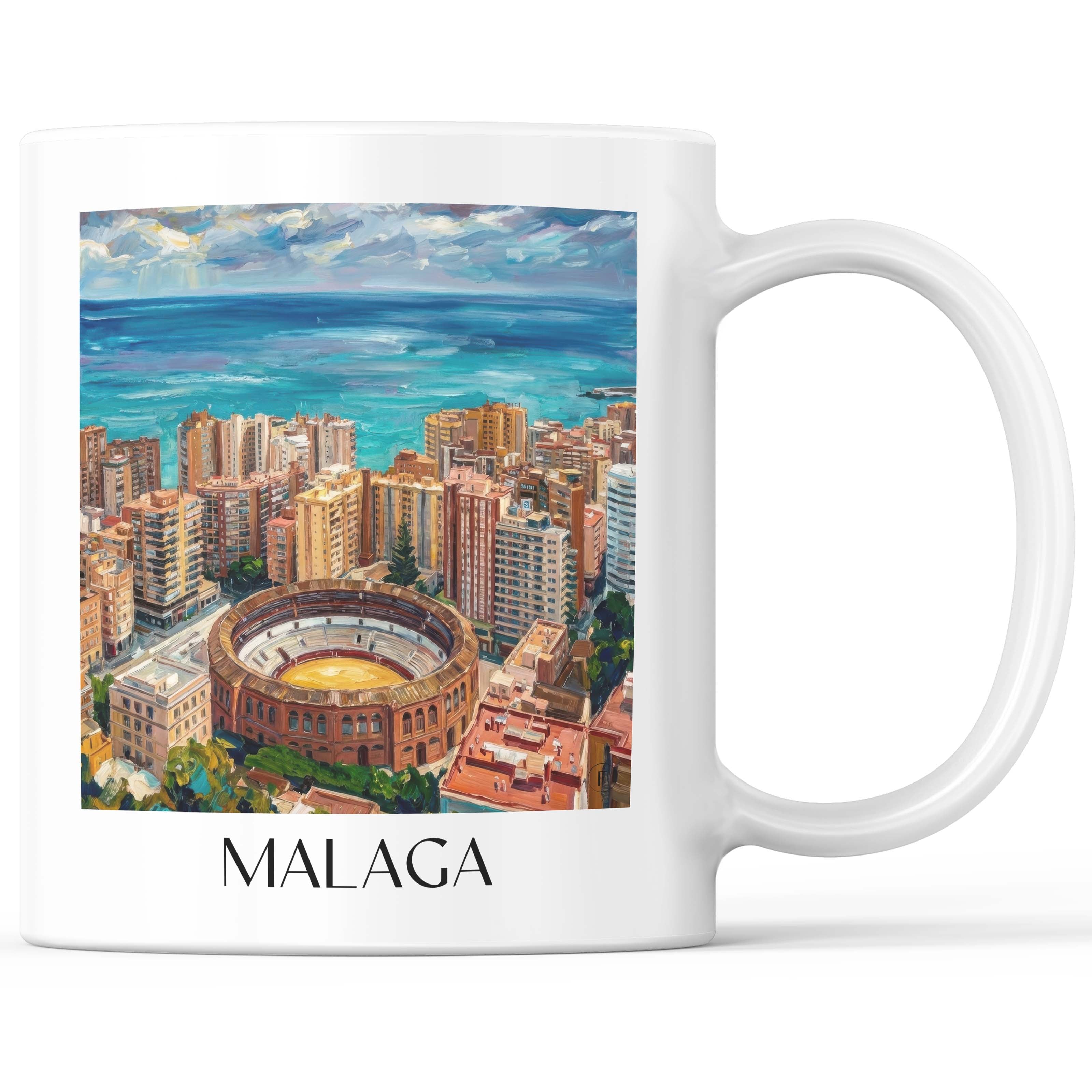Málaga Kaffeebecher - Spanien - Spanien Becher - Kaffeetasse im Ölgemälde Stil - favplace