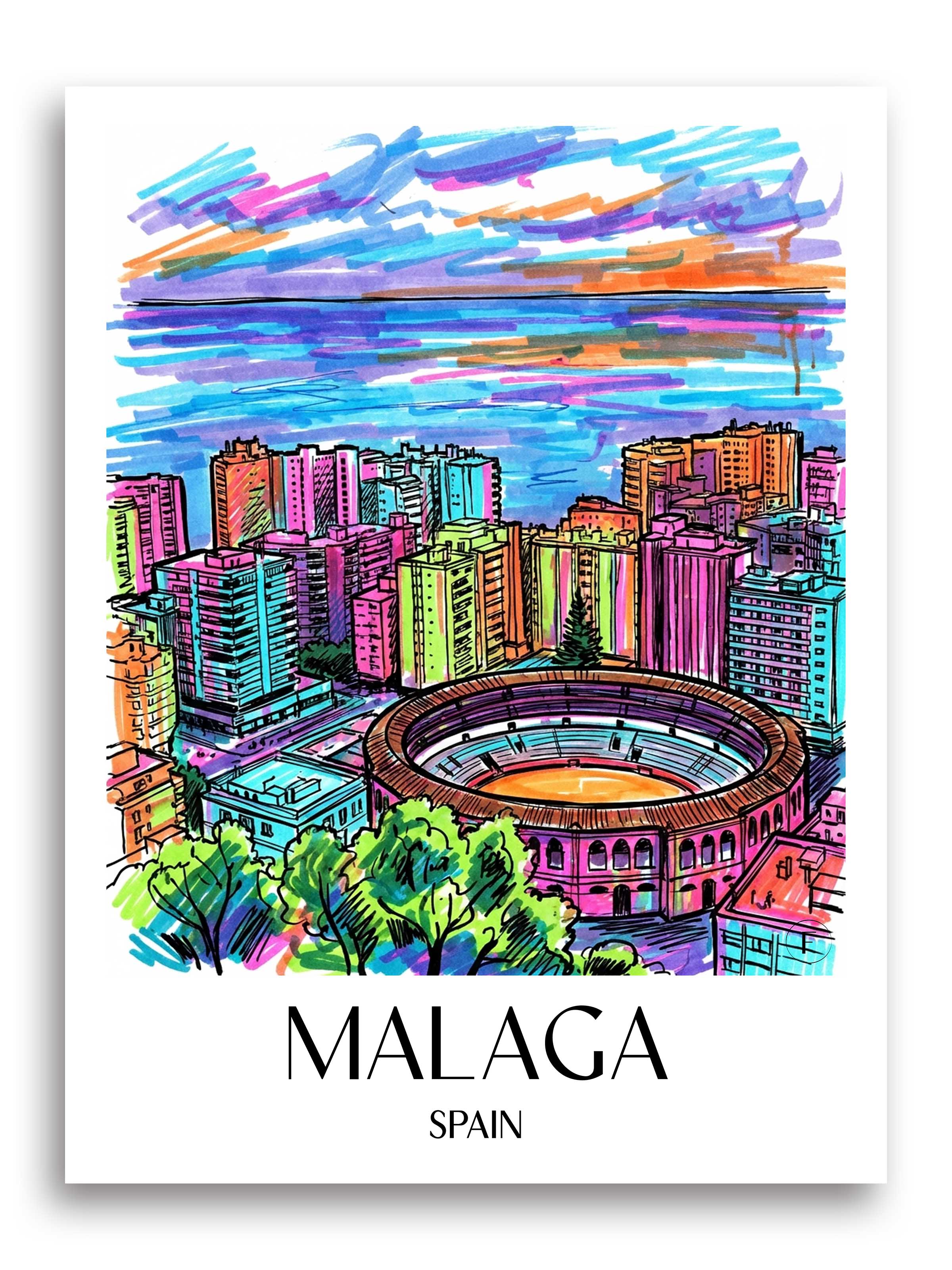 Málaga Poster - Spanien - Spanien und Spanien Kunstdruck - Tag Graffiti von A4 bis A1 - favplace
