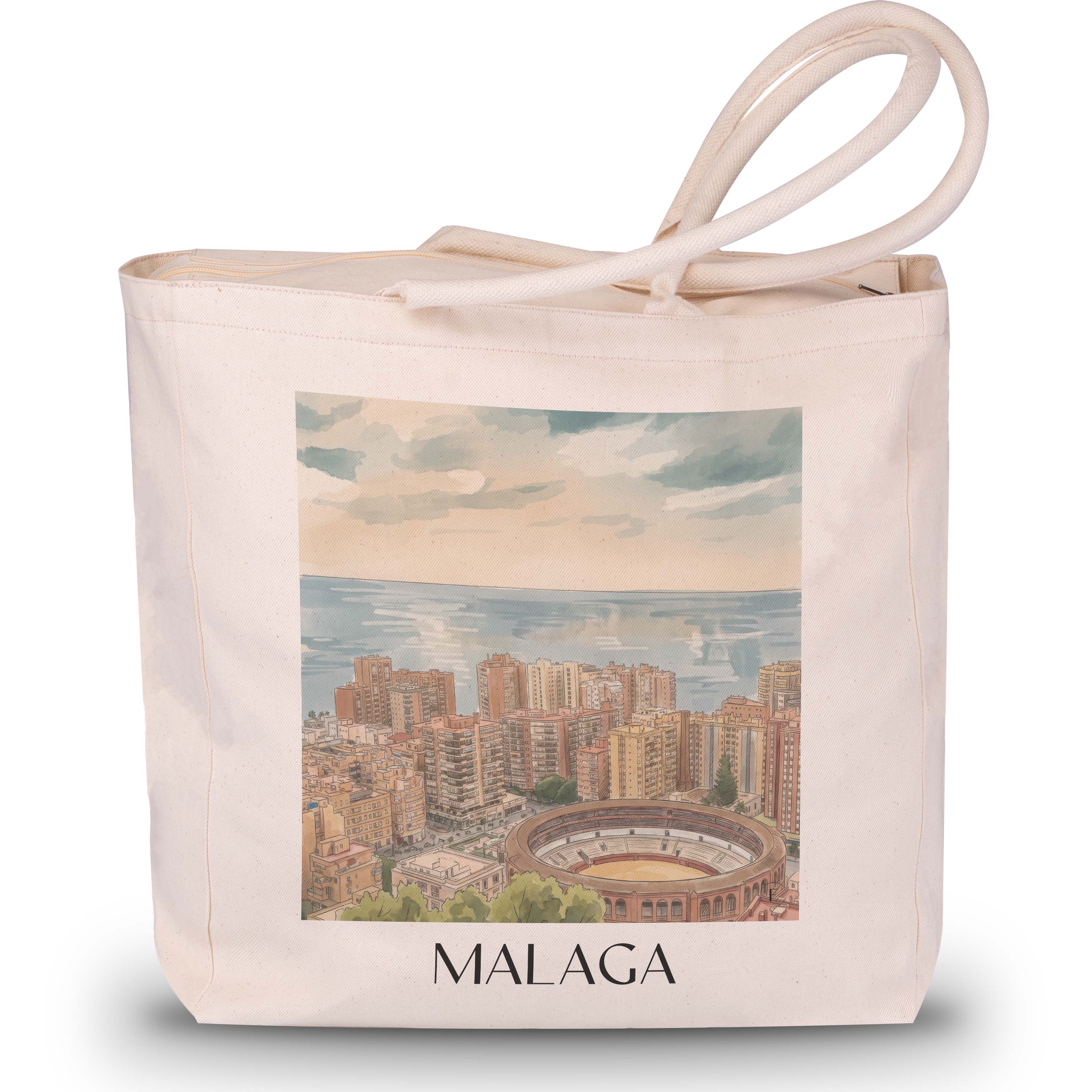 Málaga Shopping Tasche - Spanien - Spanien Tote Bag - Einkaufstasche im Aquarell Stil - favplace