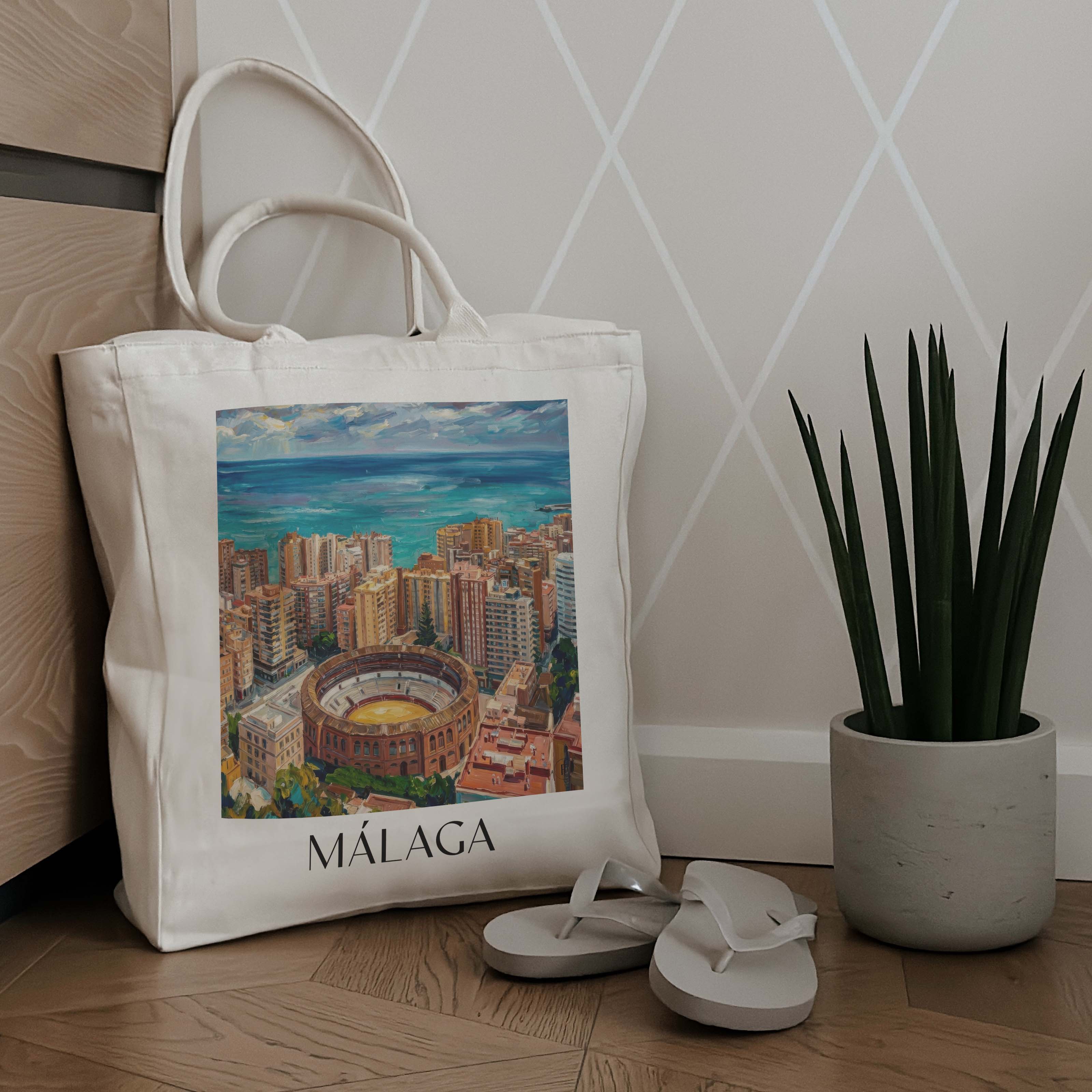 málaga-spanien-spanien-einkaufstasche-oil-painting-oelgemaelde