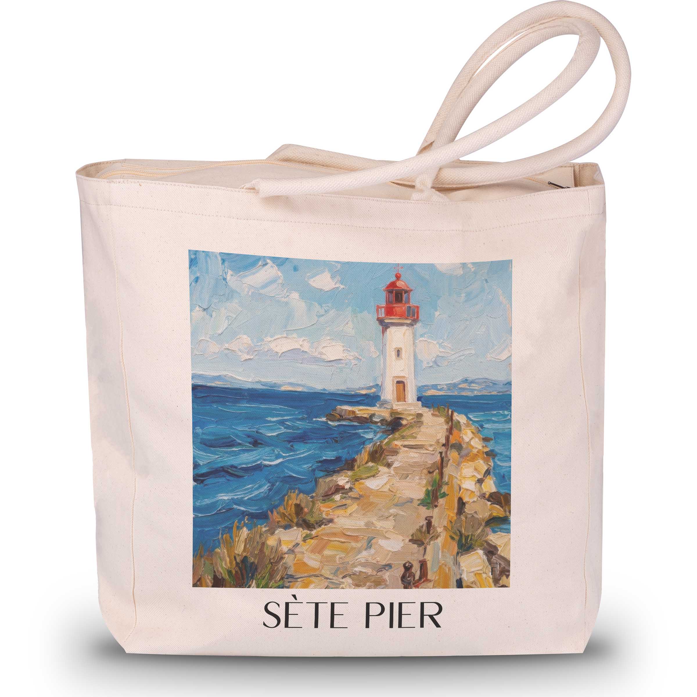 Môle de Sète Shopping Tasche - Okzitanien - Frankreich Tote Bag - Einkaufstasche im Ölgemälde Stil - favplace