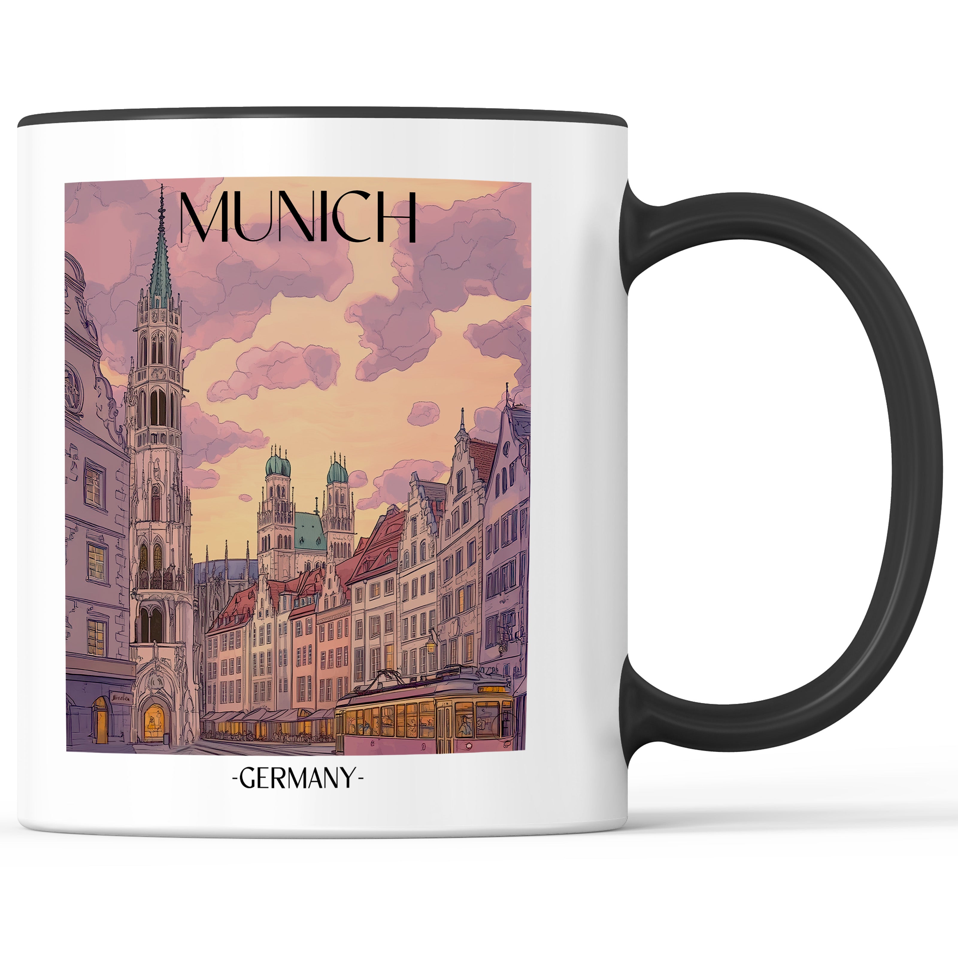 München - Deutschland Becher - Kaffeetasse im Aquarell Stil - favplace