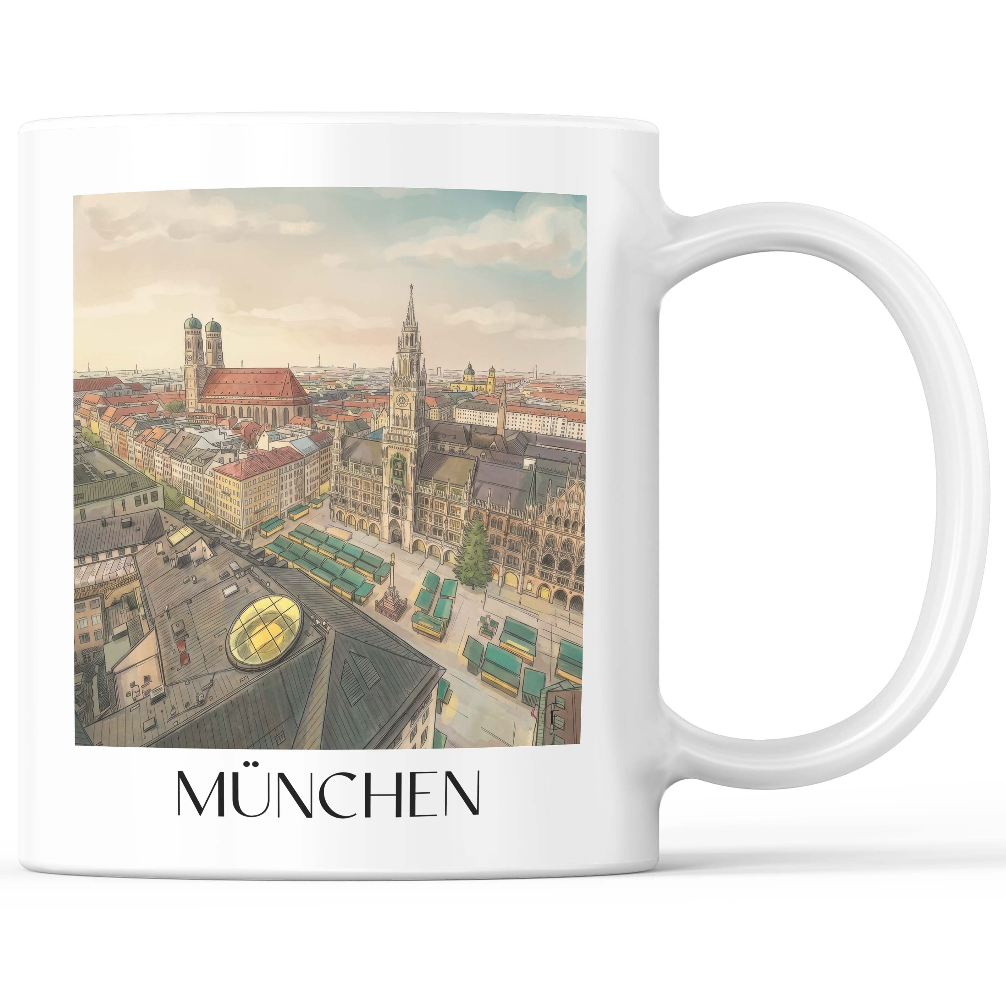 München - Deutschland Becher - Kaffeetasse im Aquarell Stil - favplace