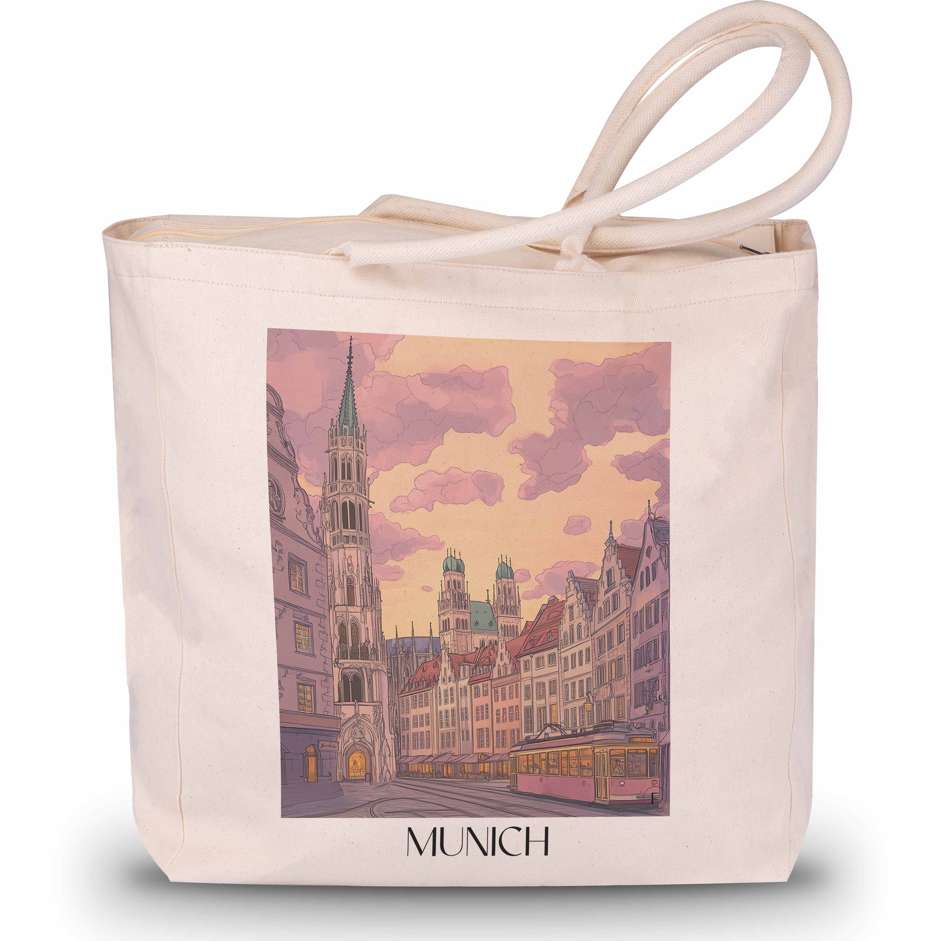 München - Deutschland Tote Bag - Einkaufstasche im Aquarell Stil - favplace