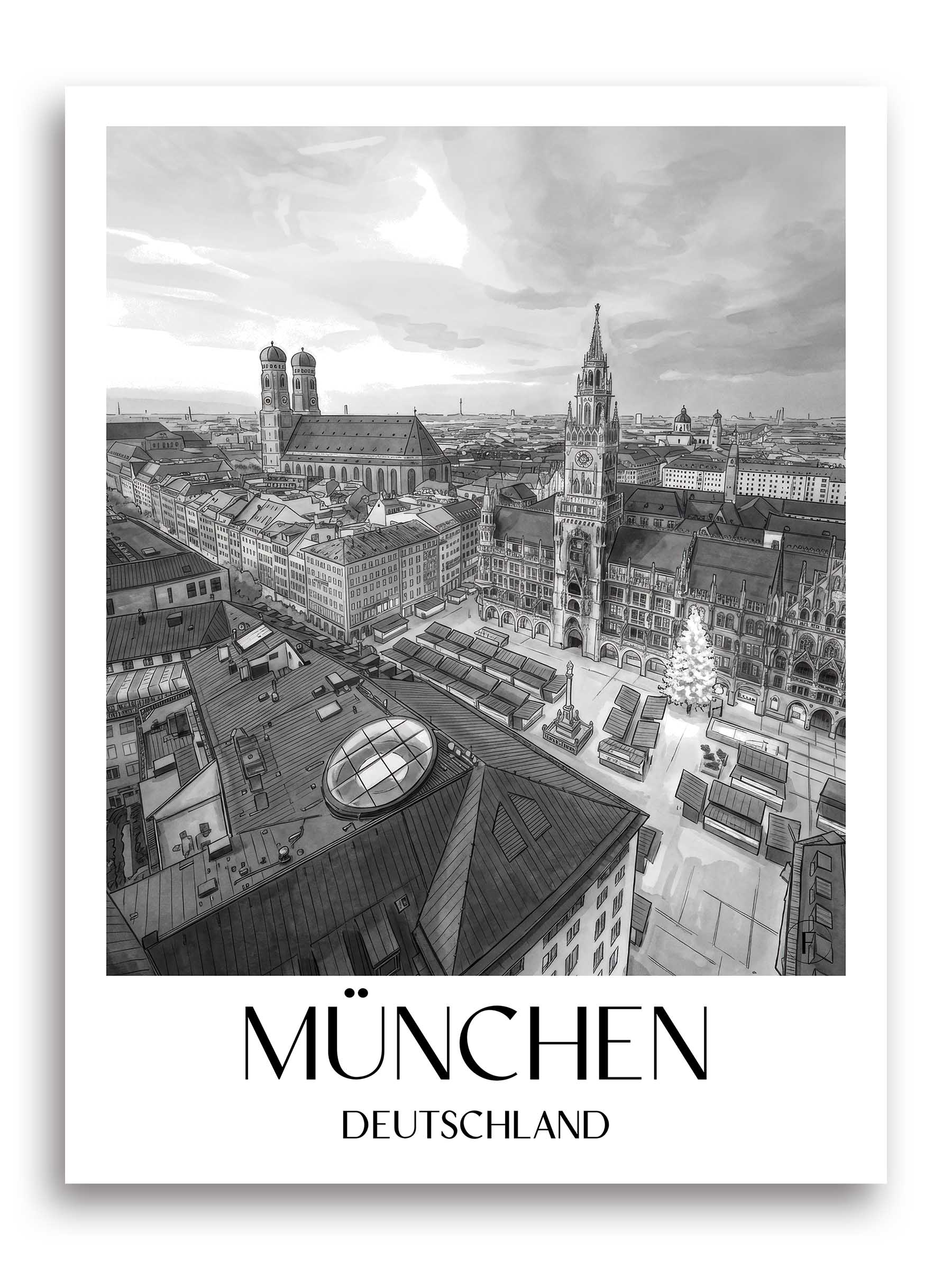 münchen-deutschland-poster-aquarell-schwarz-weiss