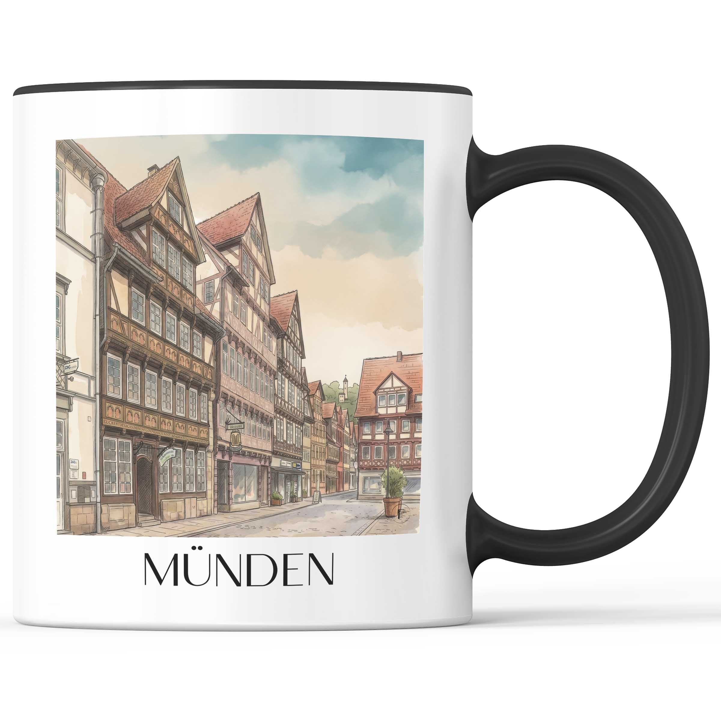 münden-niedersachsen-deutschland-kaffeebecher-aquarell