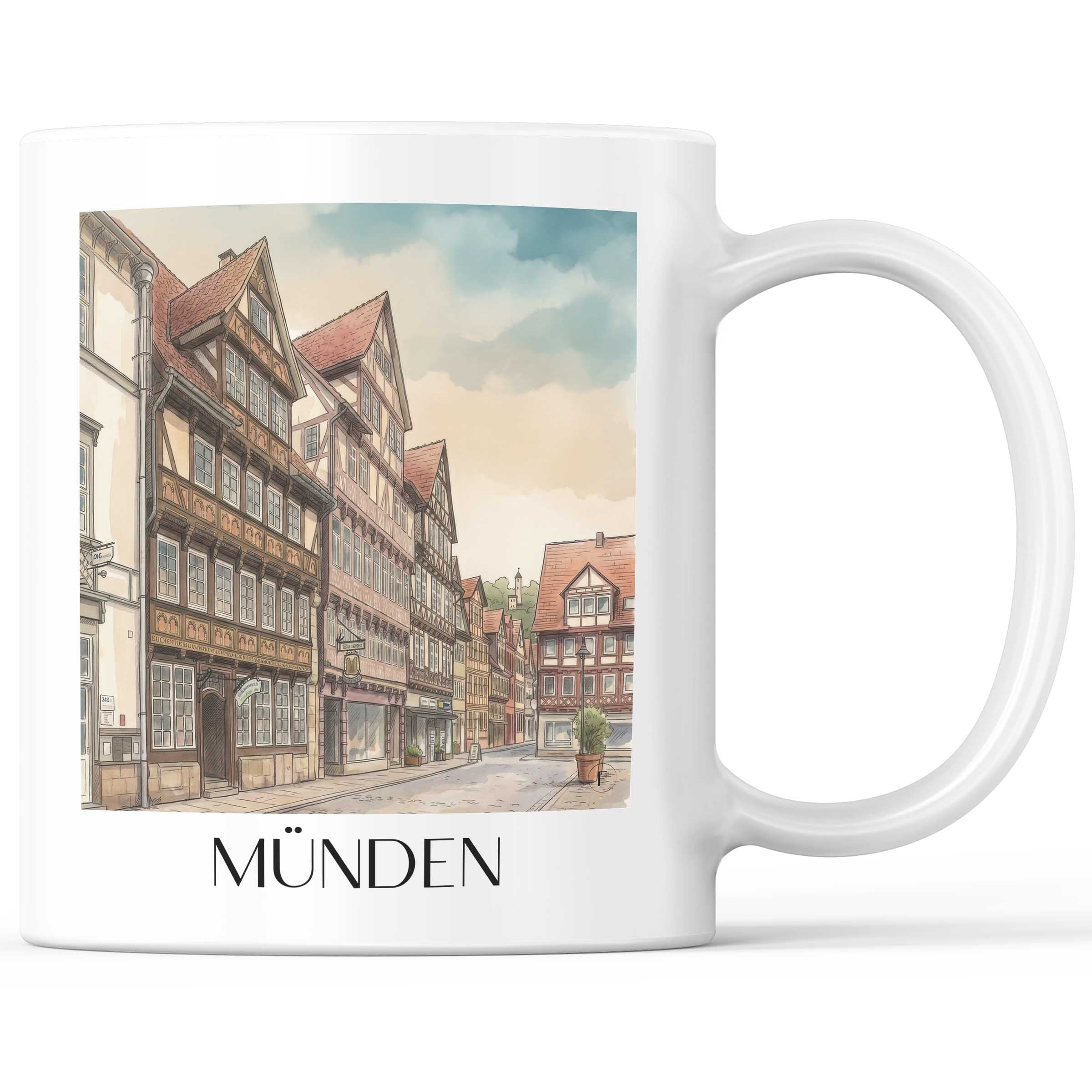 Münden Kaffeebecher - Niedersachsen - Deutschland Becher - Kaffeetasse im Aquarell Stil - favplace